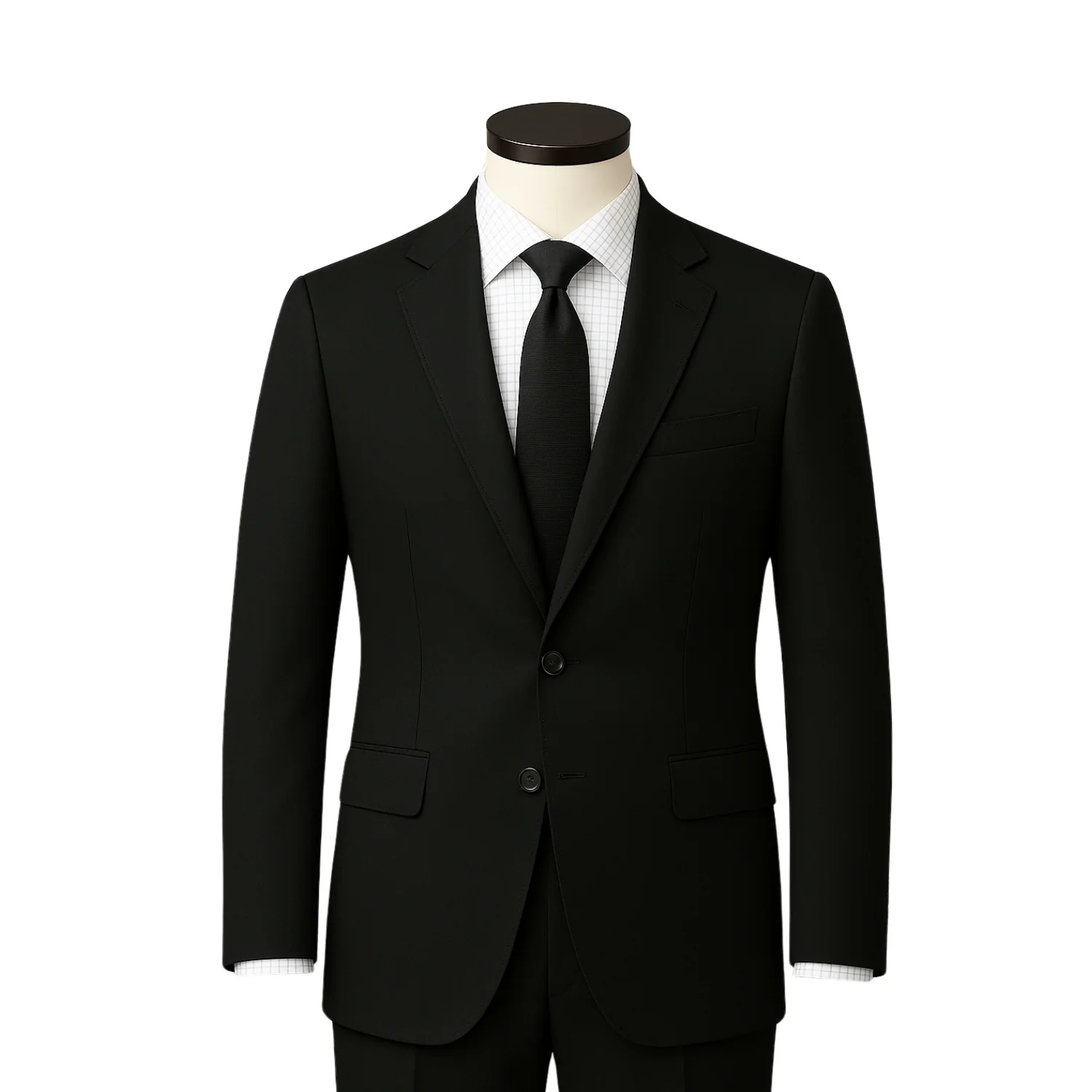 Tiglio Men's Black 100% Wool 2-Piece Slim Fit Suit — Notch Lapel - Image 3