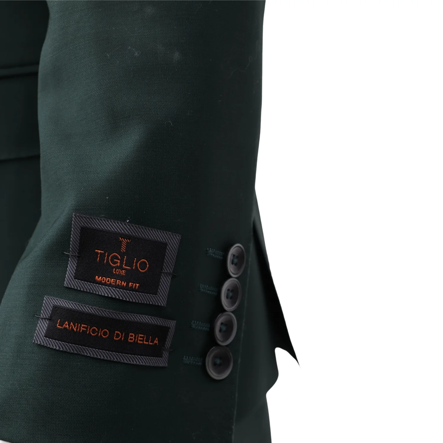 Tiglio Men's Hunter Green 100% Wool 2-Piece Modern Fit Suit — Notch Lapel - Image 3
