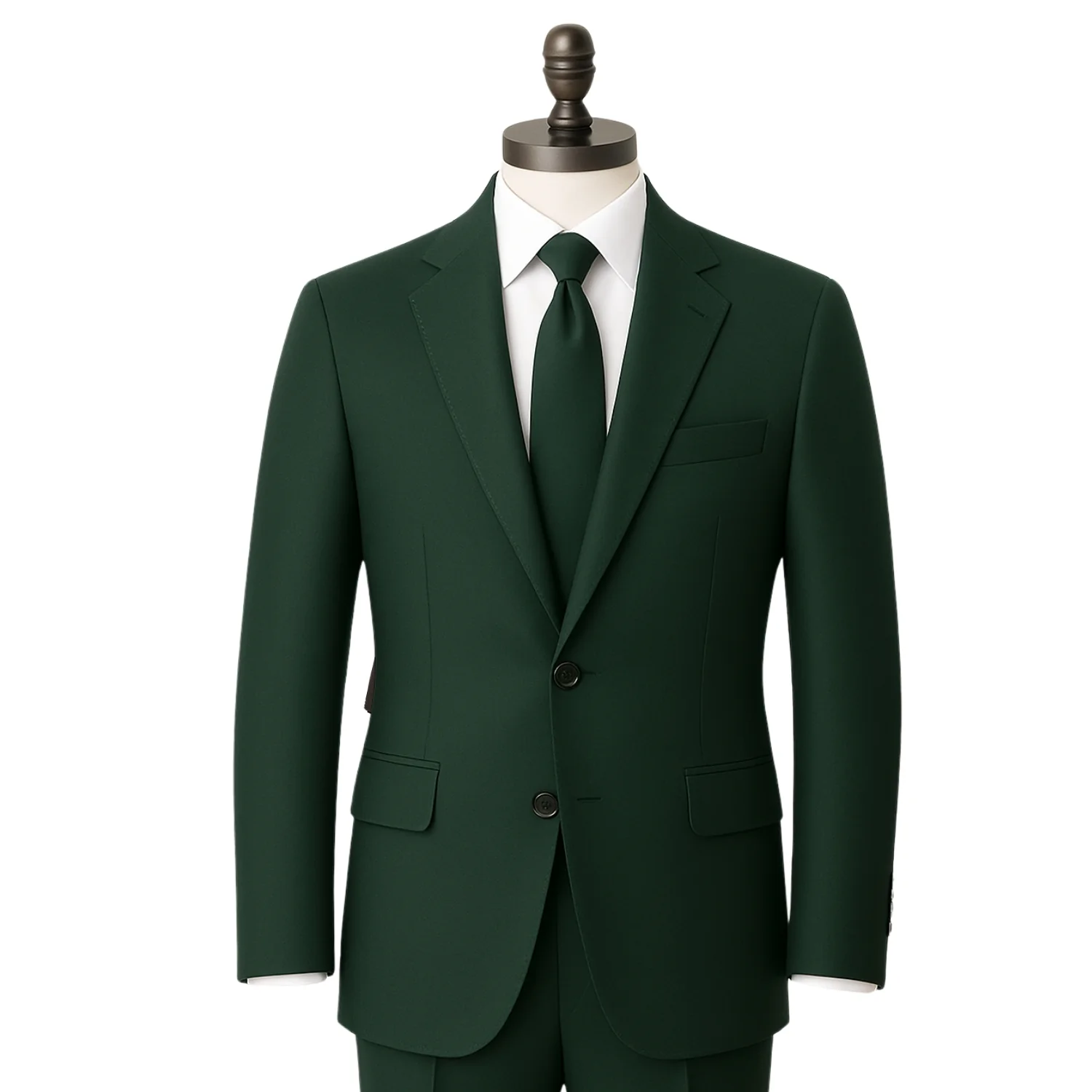 Tiglio Men's Hunter Green 100% Wool 2-Piece Modern Fit Suit — Notch Lapel - Image 4