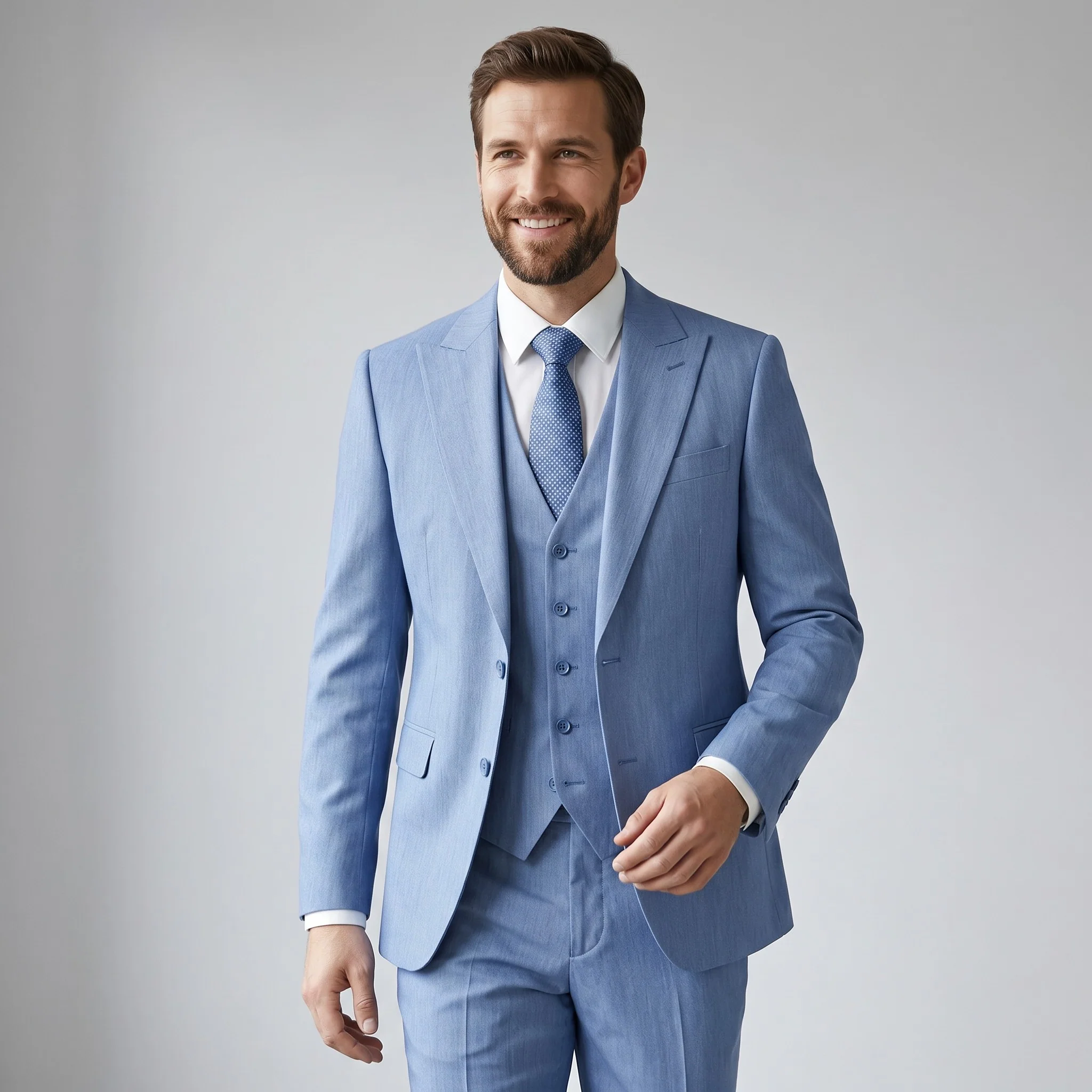 Joseph Michael Men's 3-Piece Slim Fit Vested Suit — Peak Lapel - Image 12