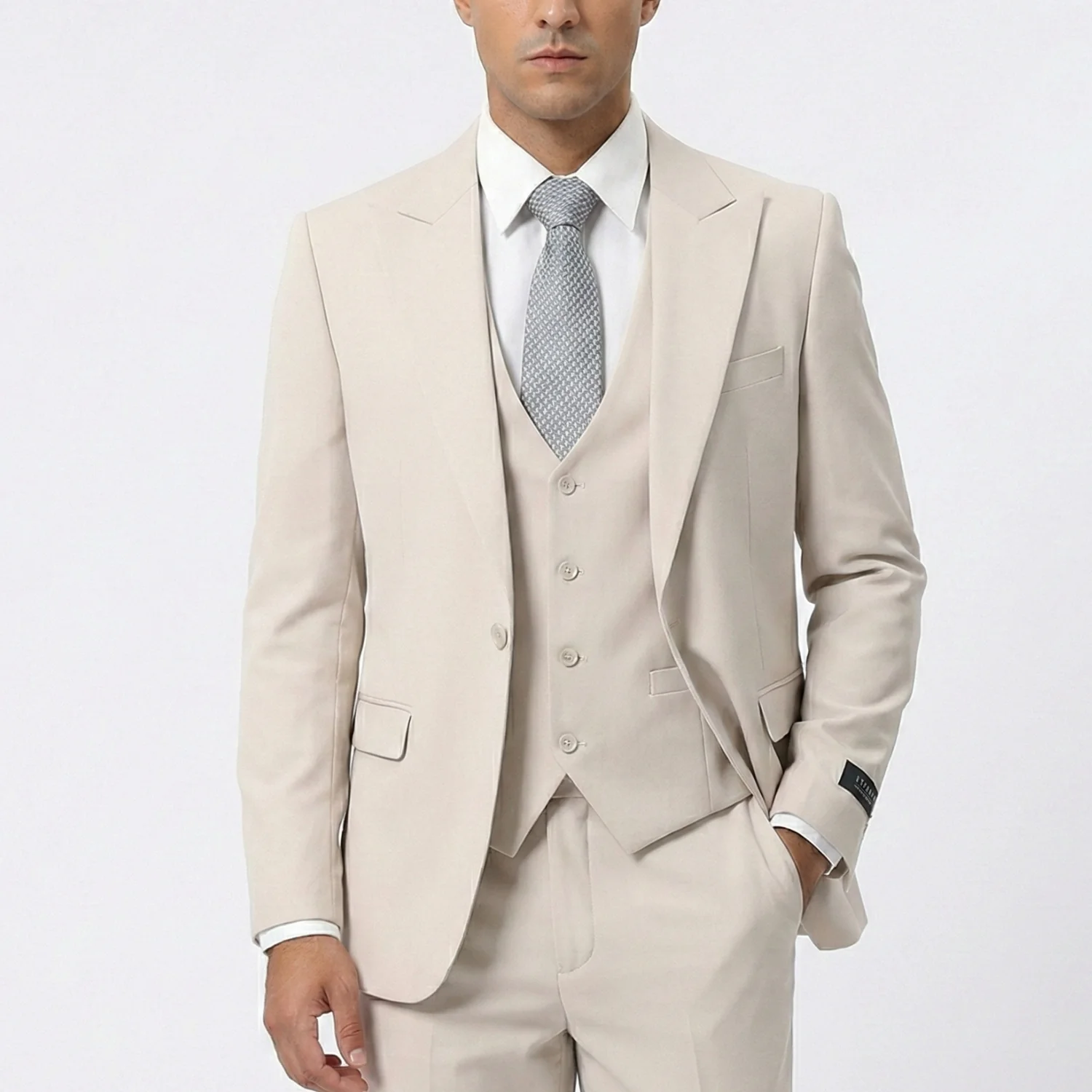 Joseph Michael Men's 3-Piece Slim Fit Vested Suit — Peak Lapel - Image 19