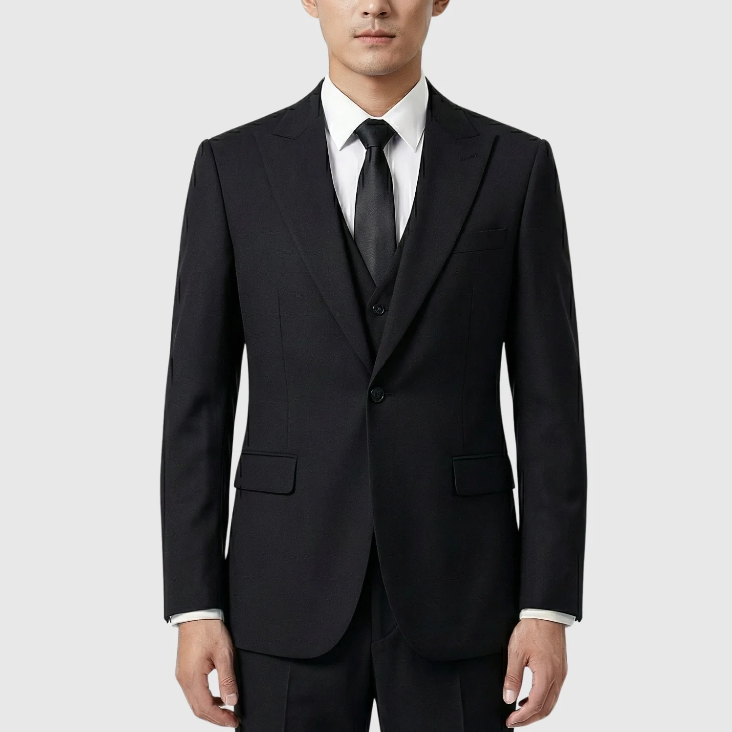 Joseph Michael Men's 3-Piece Slim Fit Vested Suit — Peak Lapel - Image 2