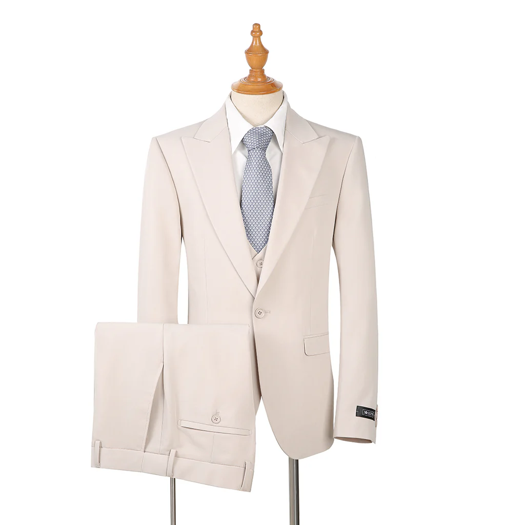 Joseph Michael Men's 3-Piece Slim Fit Vested Suit — Peak Lapel - Image 20
