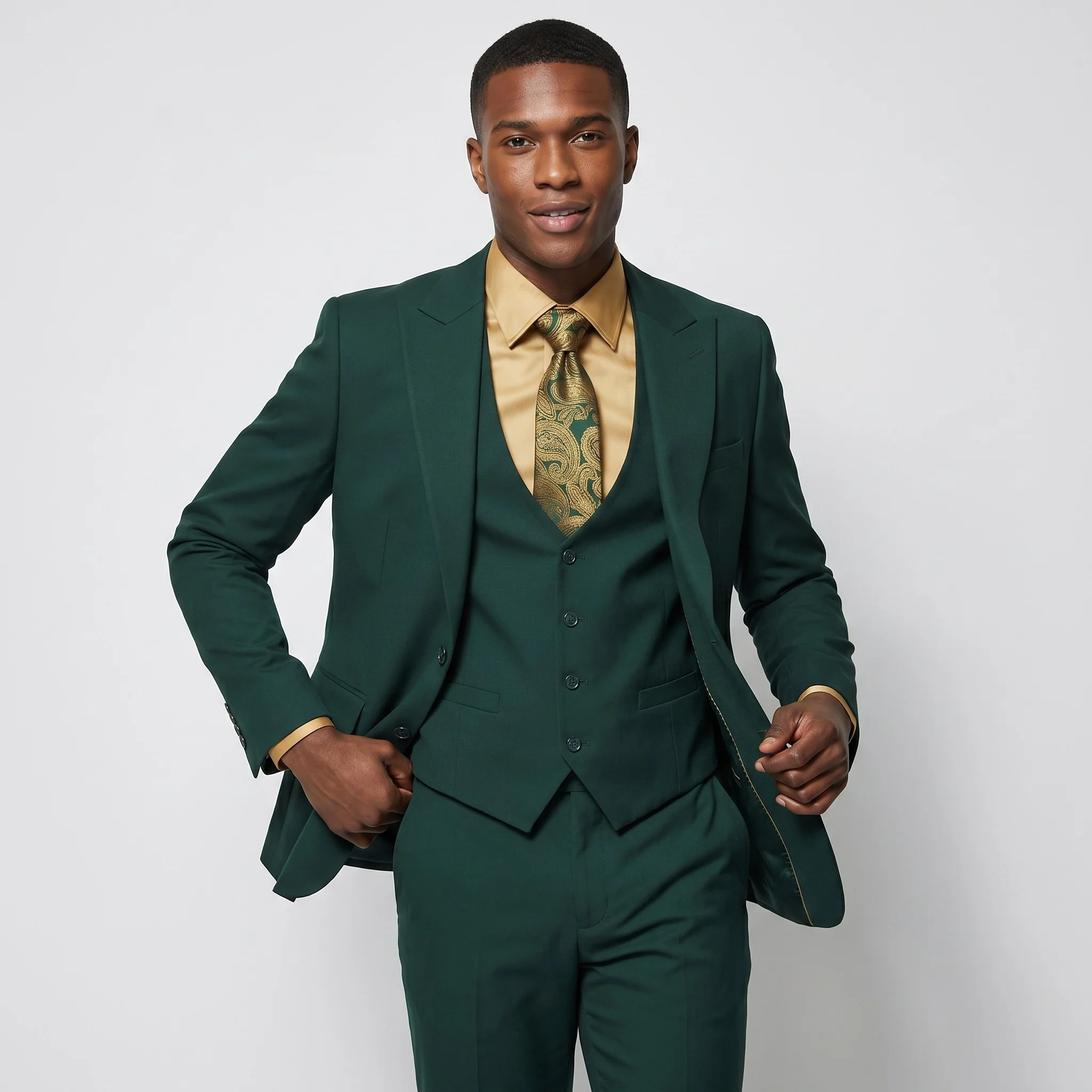 Joseph Michael Men's 3-Piece Slim Fit Vested Suit — Peak Lapel - Image 22