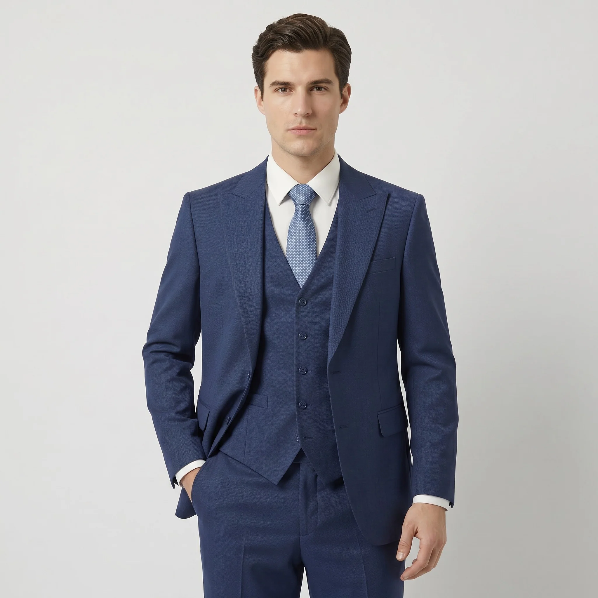 Joseph Michael Men's 3-Piece Slim Fit Vested Suit — Peak Lapel - Image 28