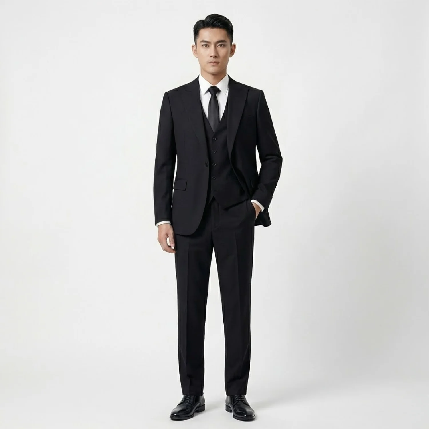 Joseph Michael Men's 3-Piece Slim Fit Vested Suit — Peak Lapel - Image 3