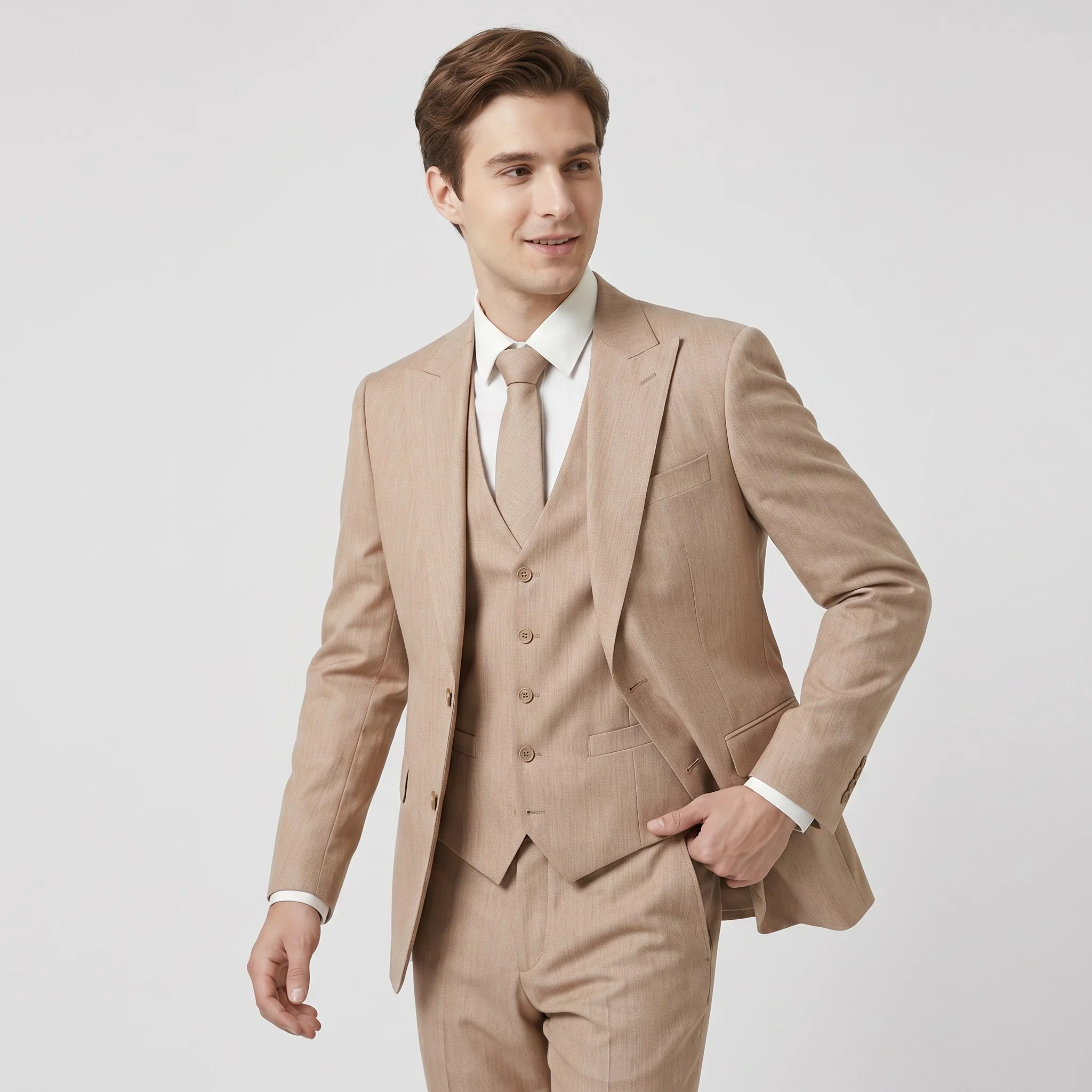 Joseph Michael Men's 3-Piece Slim Fit Vested Suit — Peak Lapel - Image 33