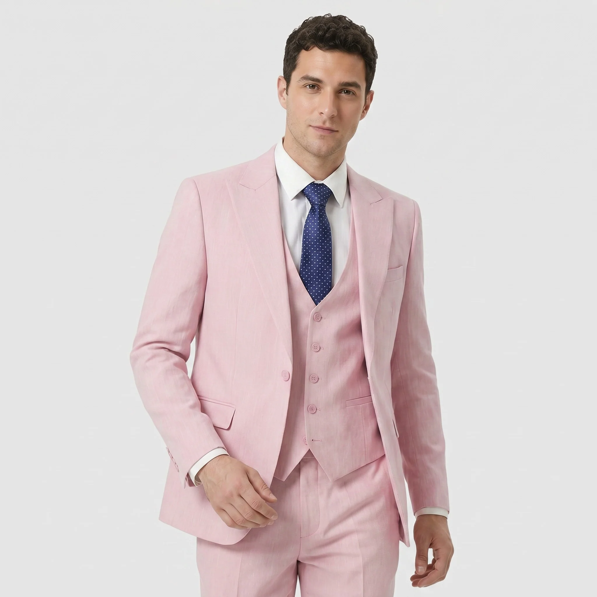 Joseph Michael Men's 3-Piece Slim Fit Vested Suit — Peak Lapel - Image 38