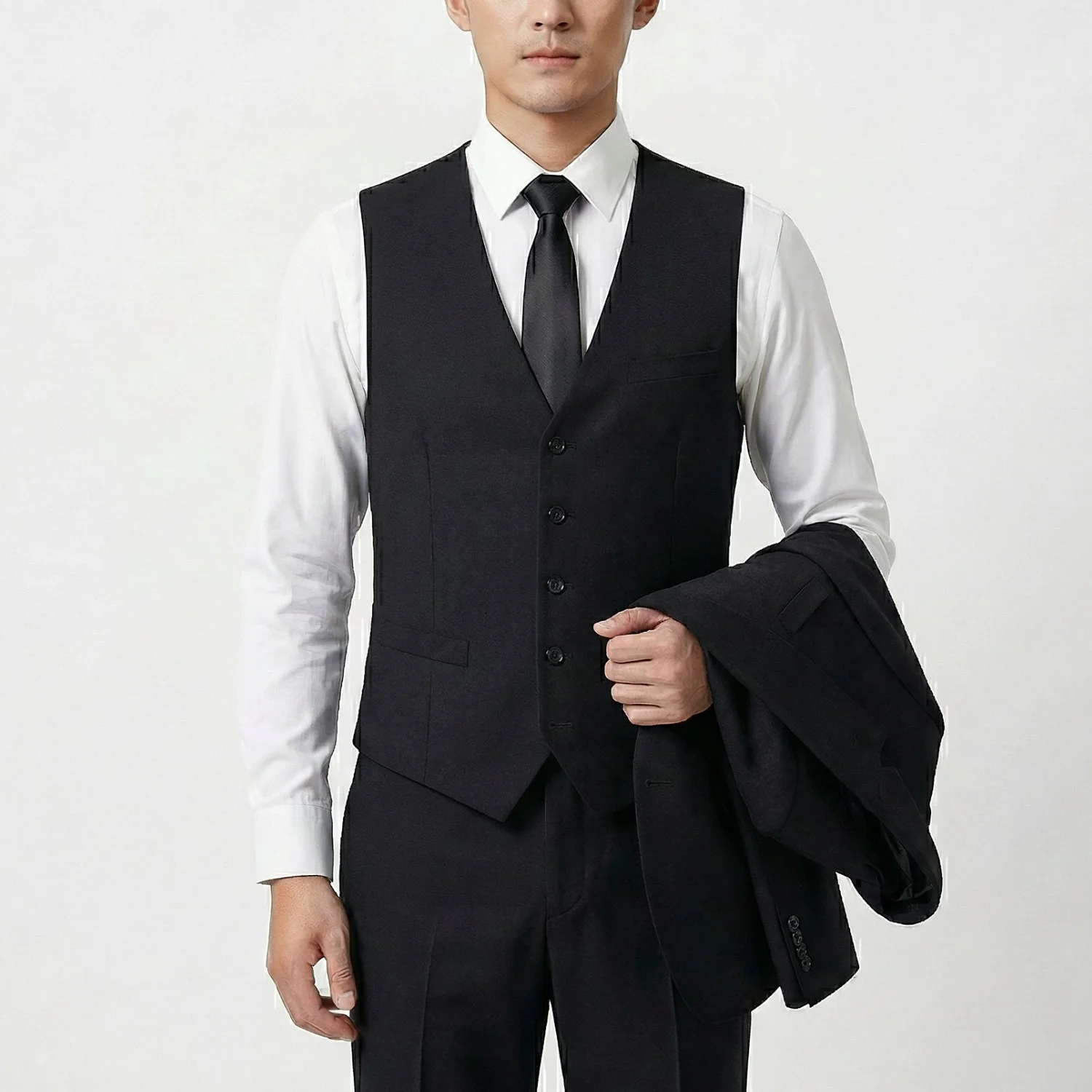 Joseph Michael Men's 3-Piece Slim Fit Vested Suit — Peak Lapel - Image 4