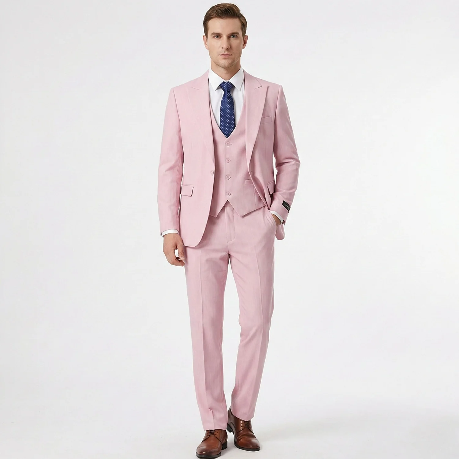 Joseph Michael Men's 3-Piece Slim Fit Vested Suit — Peak Lapel - Image 40