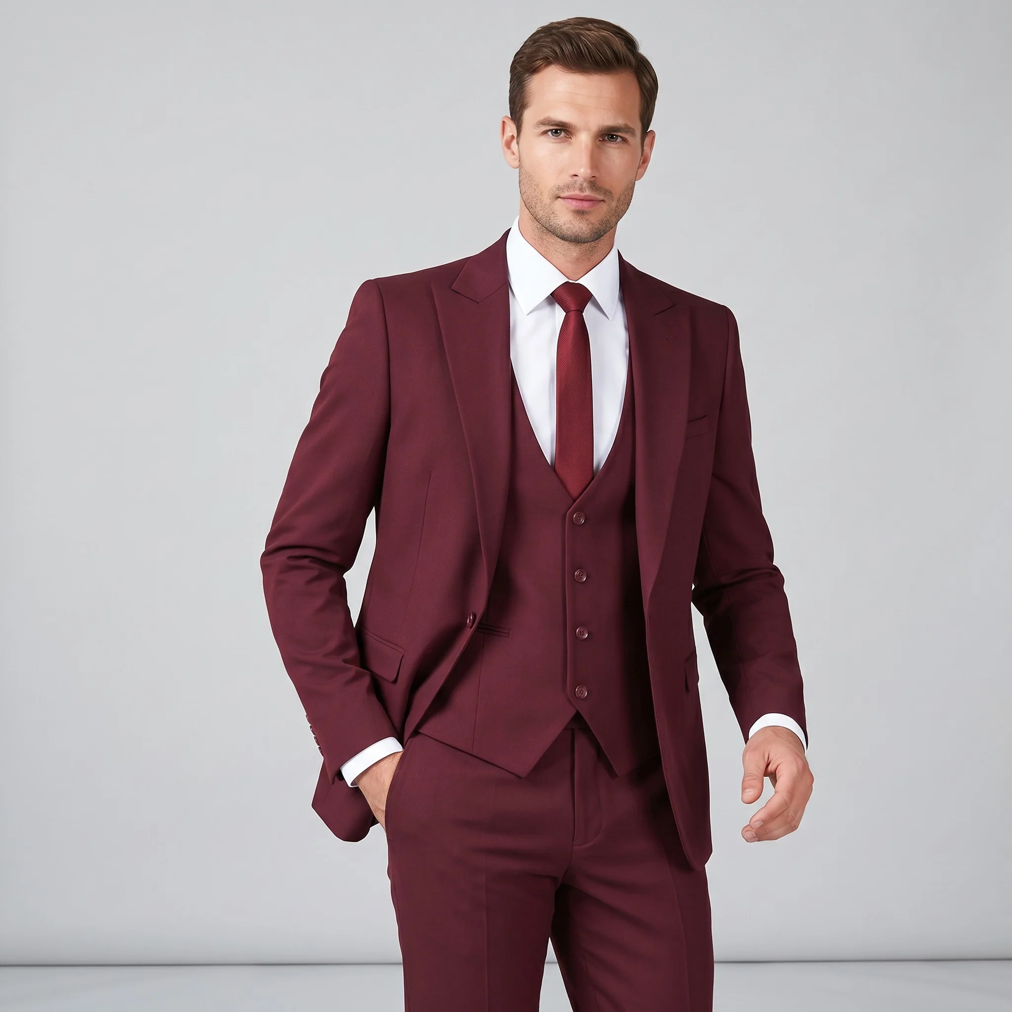 Joseph Michael Men's 3-Piece Slim Fit Vested Suit — Peak Lapel - Image 43