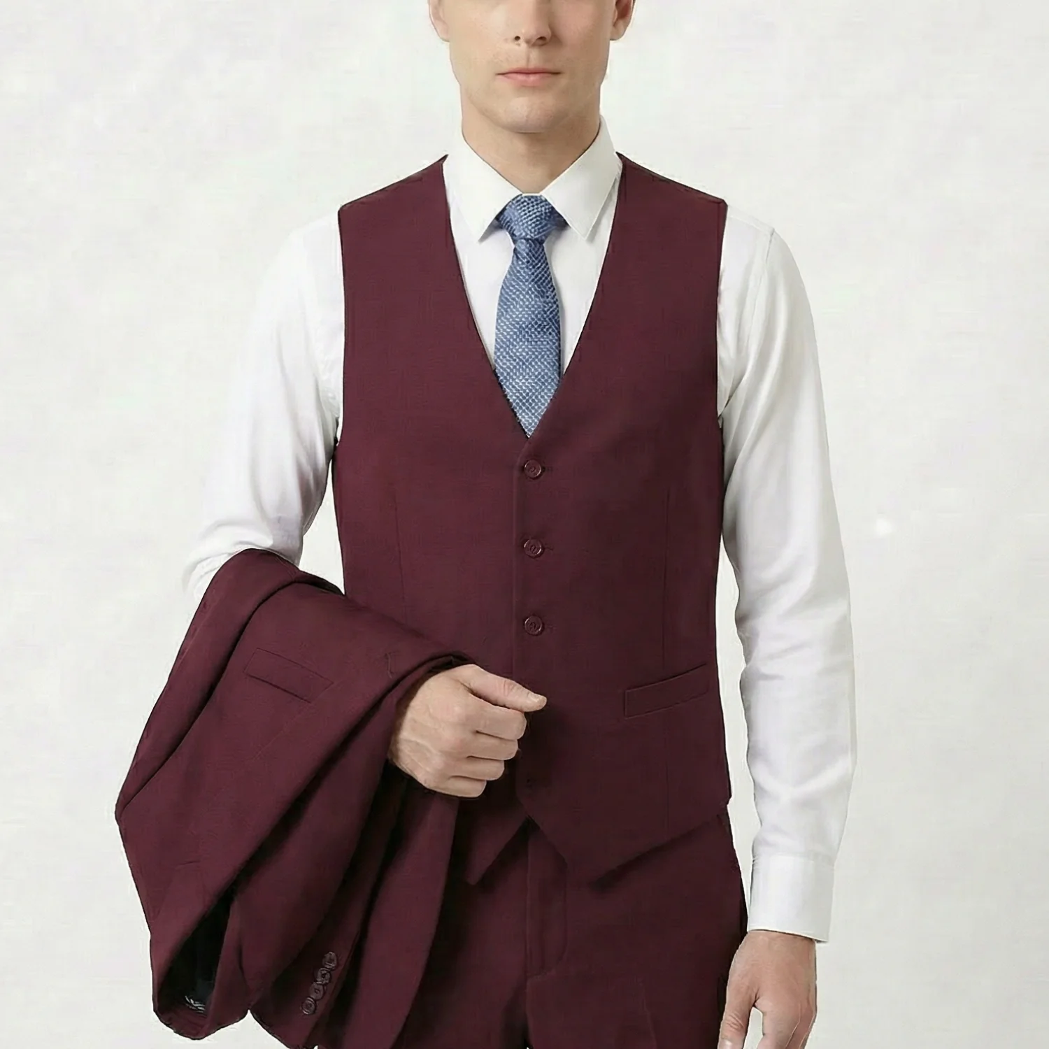 Joseph Michael Men's 3-Piece Slim Fit Vested Suit — Peak Lapel - Image 46