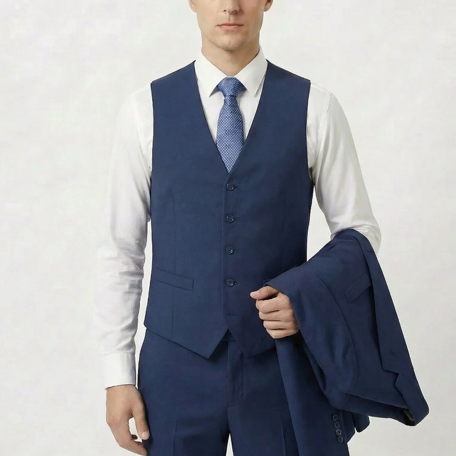 Joseph Michael Men's 3-Piece Slim Fit Vested Suit — Peak Lapel - Image 49