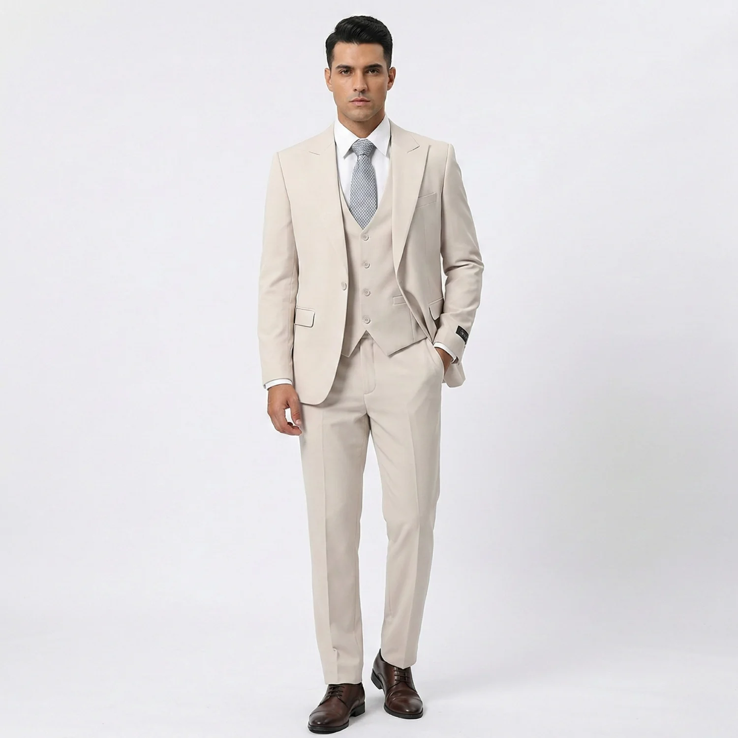 Joseph Michael Men's 3-Piece Slim Fit Vested Suit — Peak Lapel - Image 52