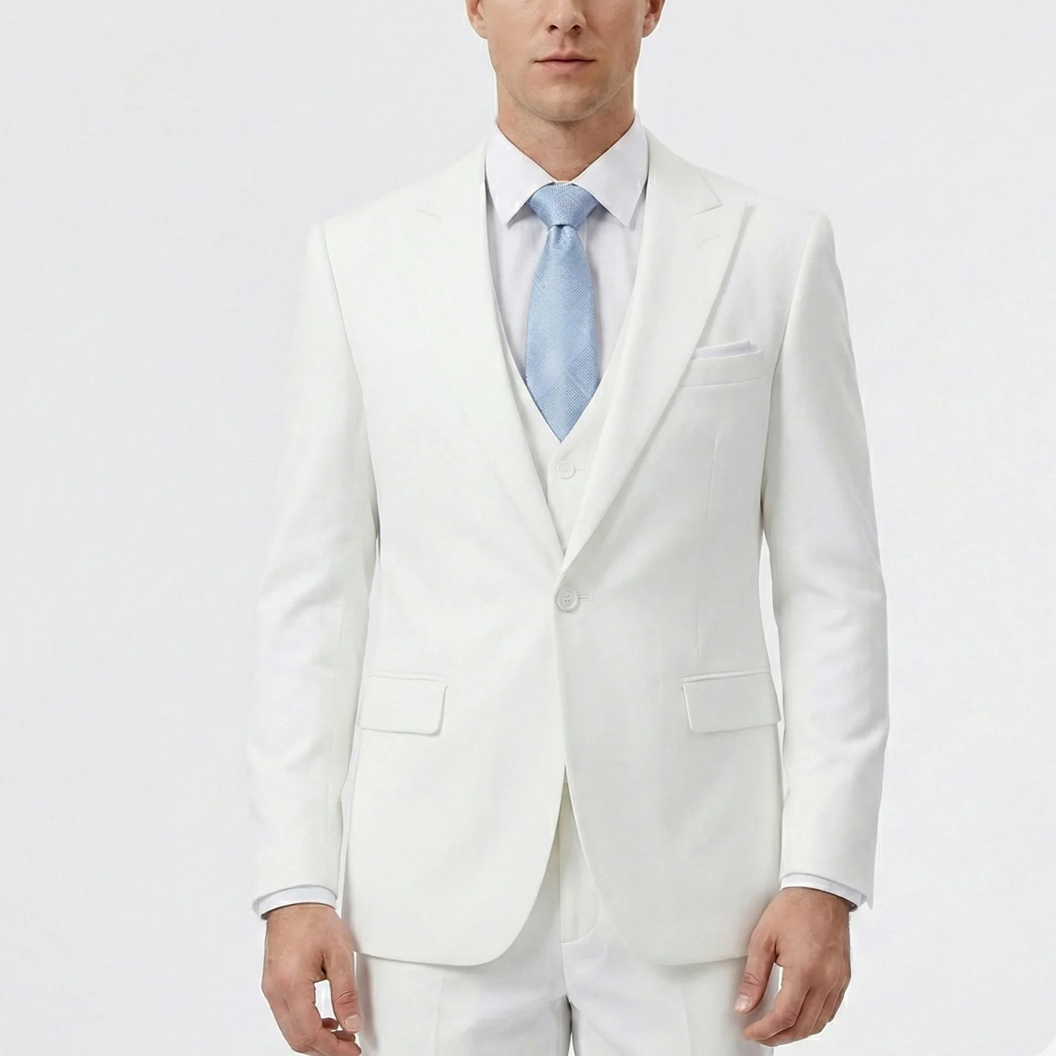 Joseph Michael Men's 3-Piece Slim Fit Vested Suit — Peak Lapel - Image 8