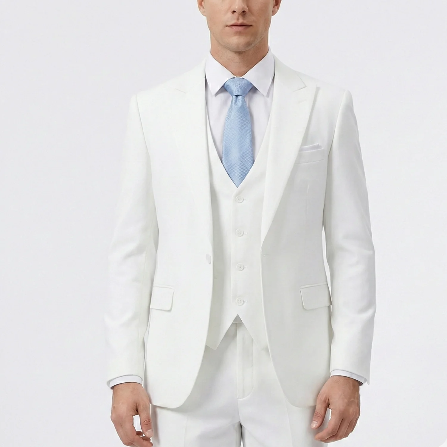 Joseph Michael Men's 3-Piece Slim Fit Vested Suit — Peak Lapel - Image 9