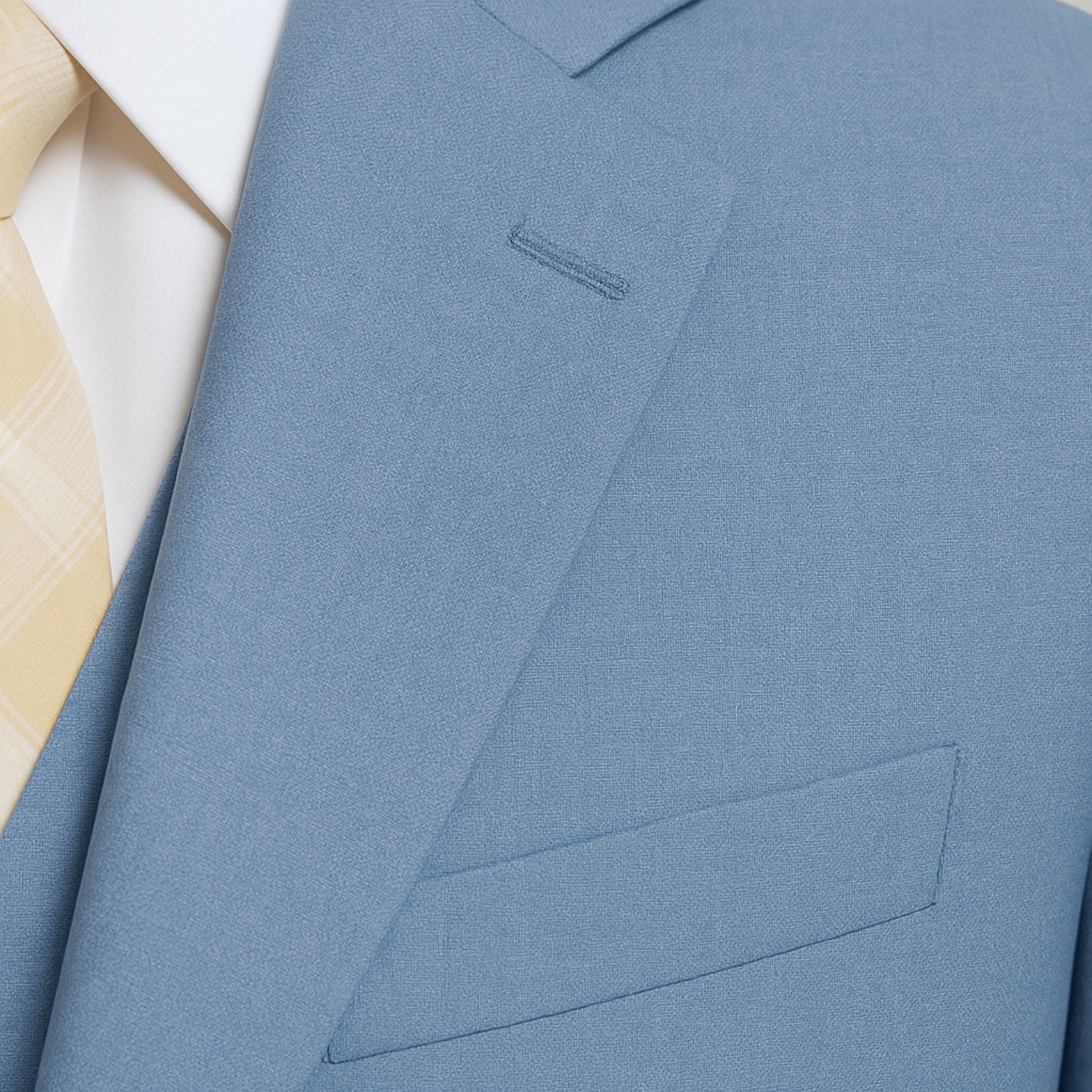 Joseph Michael Men's Ocean Blue 3-Piece Slim Fit Vested Sharkskin Suit — Notch Lapel - Image 4