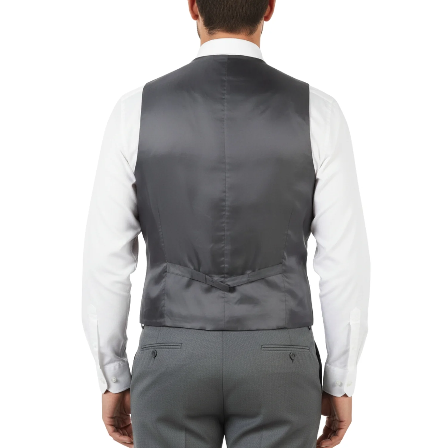 Joseph Michael Men's Grey 3-Piece Slim Fit Vested Sharkskin Suit — Notch Lapel - Image 3