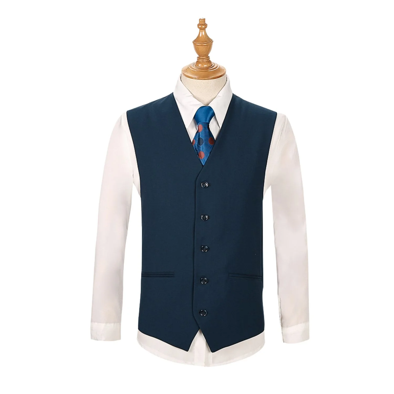 Joseph Michael Men's Midnight Blue 3-Piece Slim Fit Vested Sharkskin Suit — Notch Lapel - Image 3