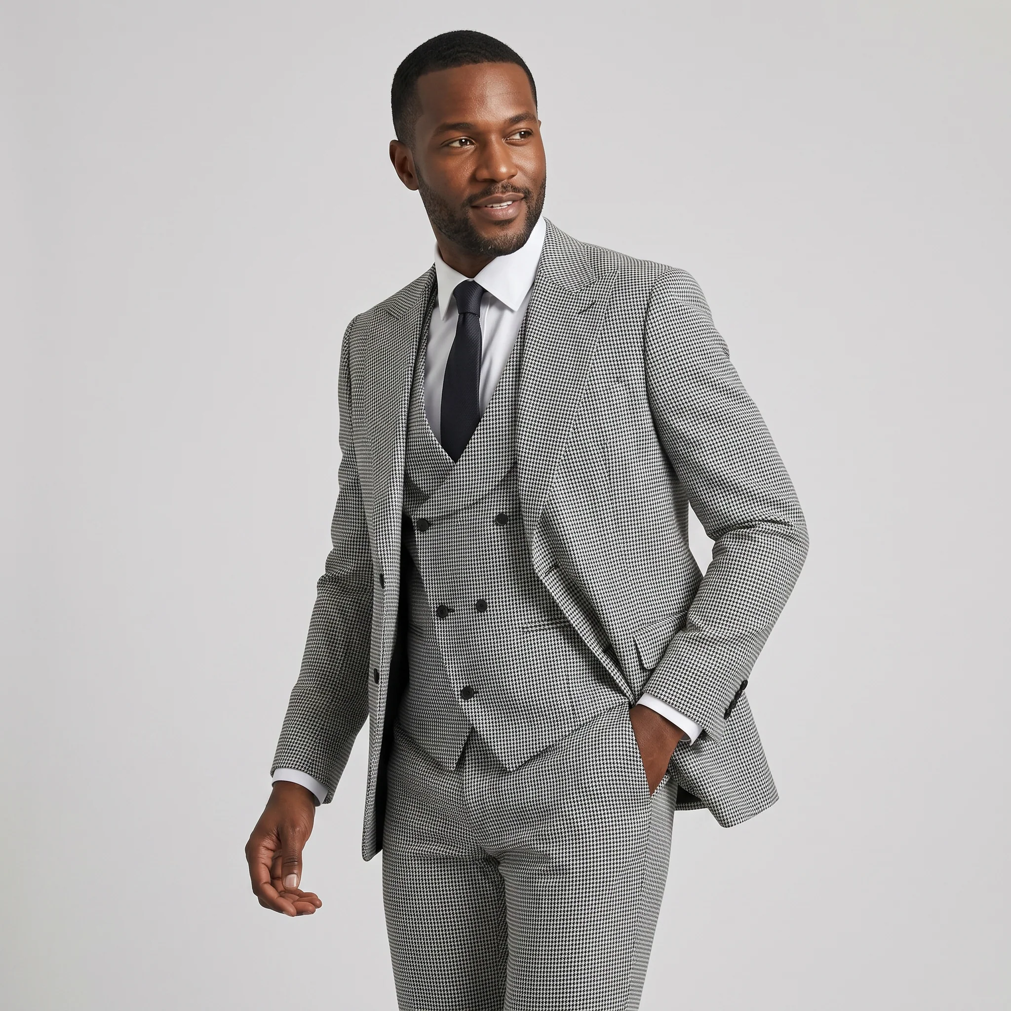 Pino Baldini Men's 3-Piece Vested Modern Fit Suit — Peak Lapel - Image 3