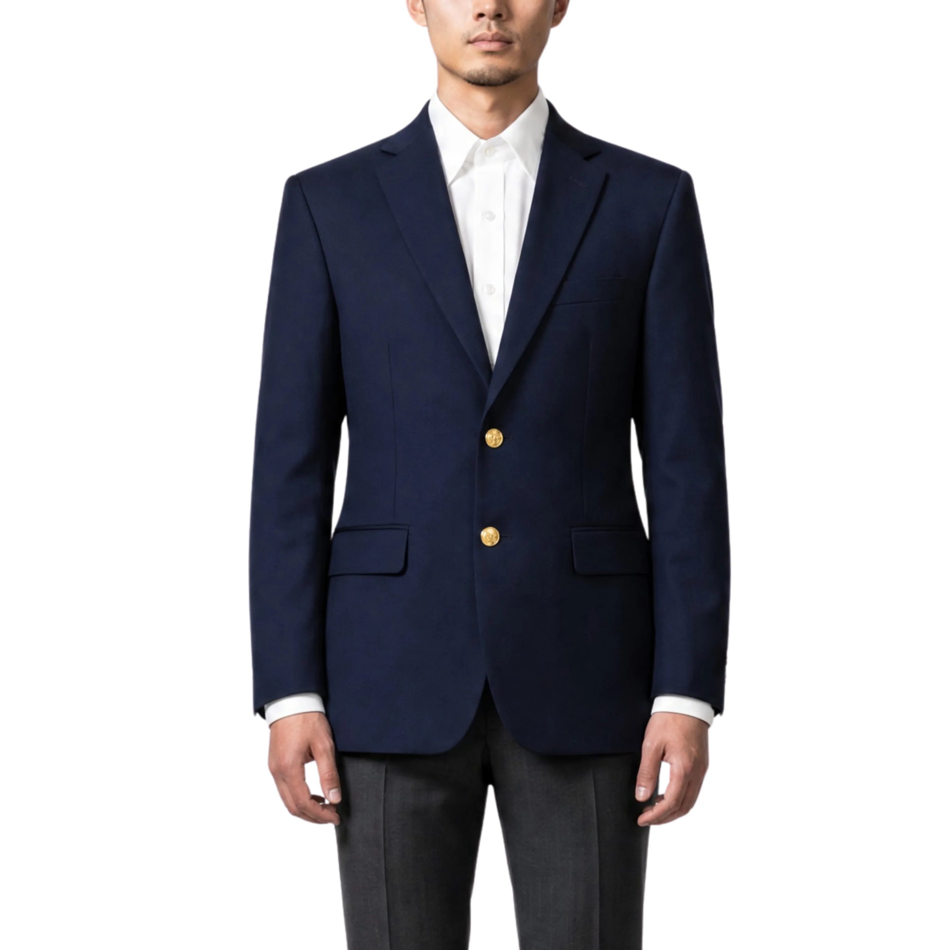 Joseph Michael Navy Modern Fit 2 Button Notch Lapel Blazer — Gold Buttons - Image 4