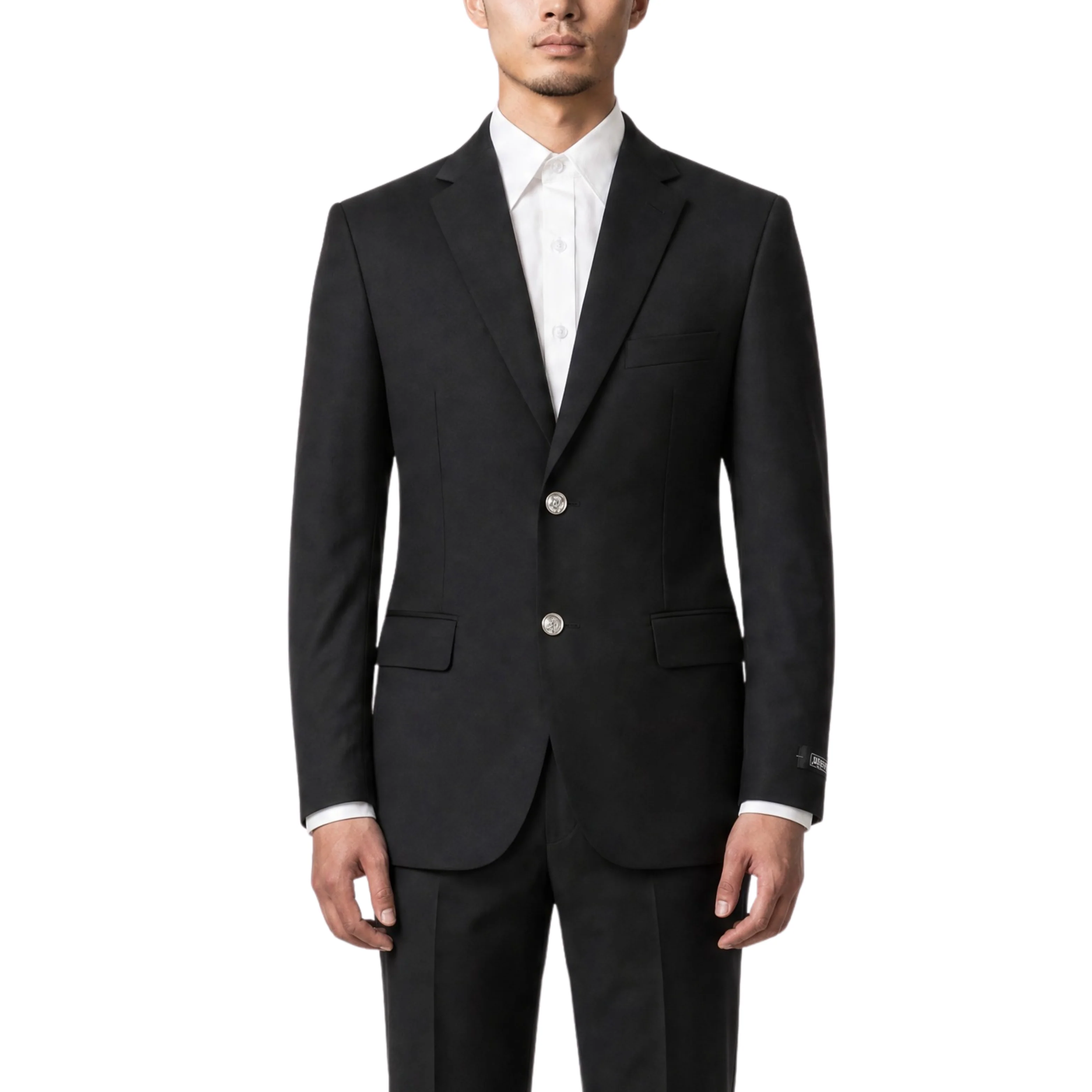 Joseph Michael Black Modern Fit 2 Button Notch Lapel Blazer — Silver Buttons - Image 3