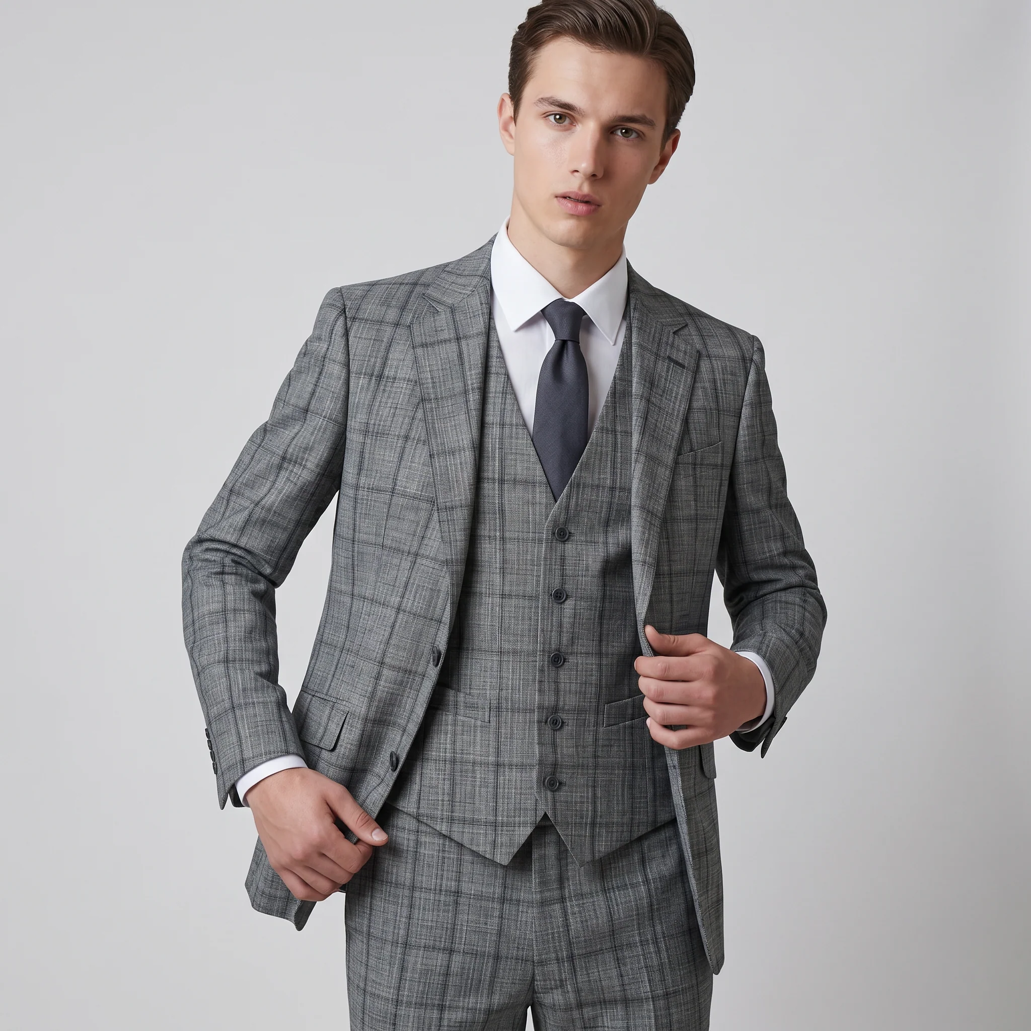 Joseph Michael Botura Men's Hunter Modern Fit 3-Piece Plaid Suit