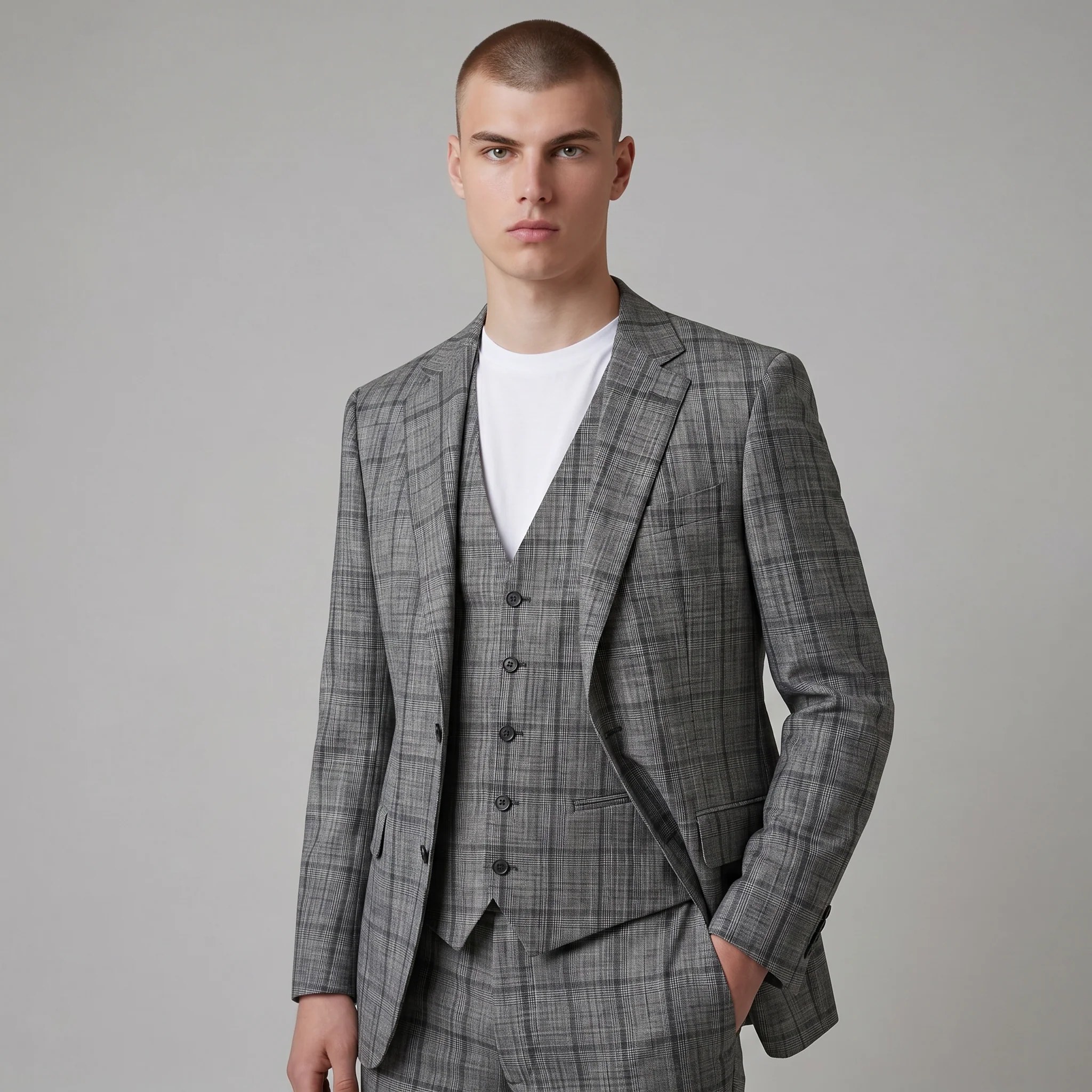 Joseph Michael Botura Men's Hunter Modern Fit 3-Piece Plaid Suit - Image 2