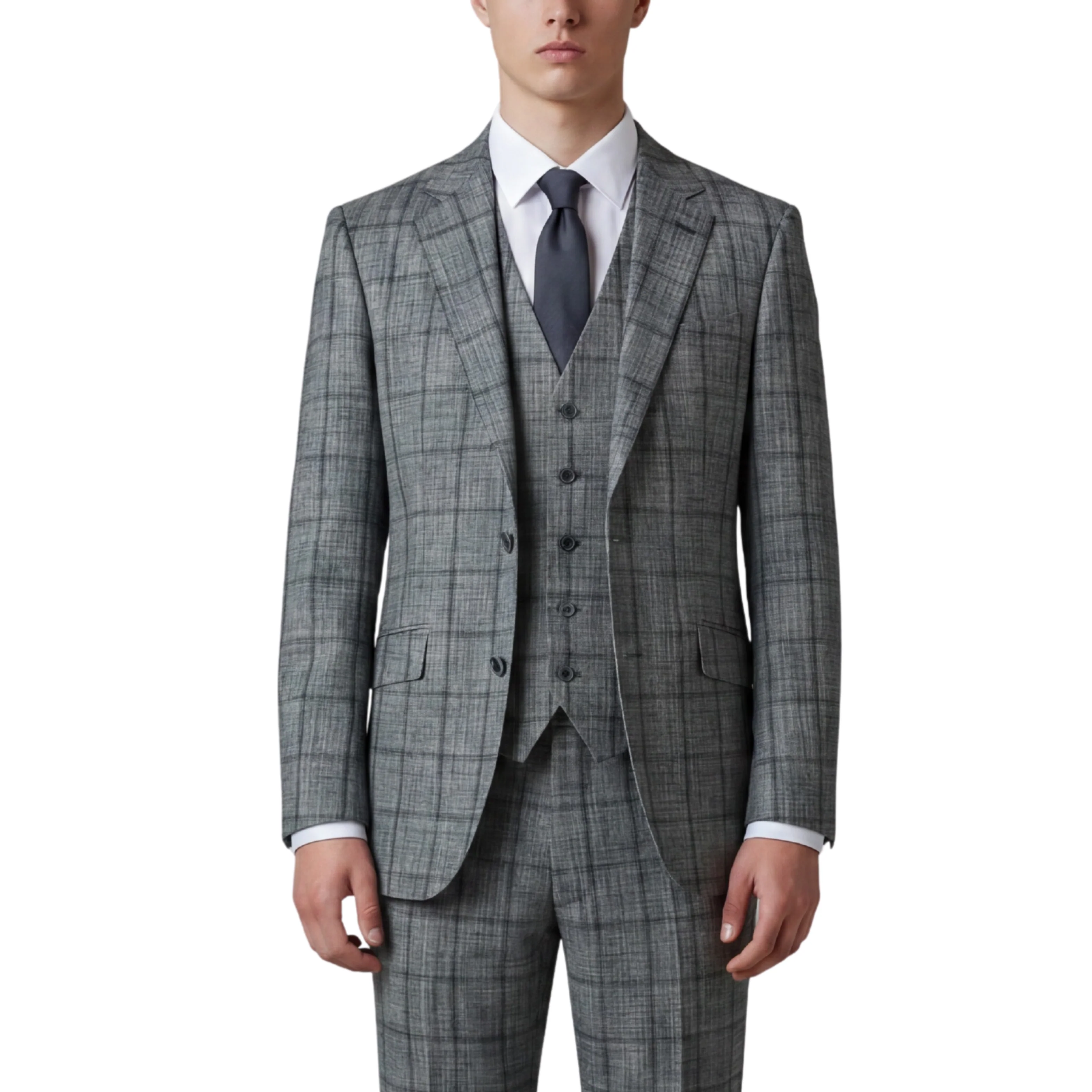 Joseph Michael Botura Men's Hunter Modern Fit 3-Piece Plaid Suit - Image 3