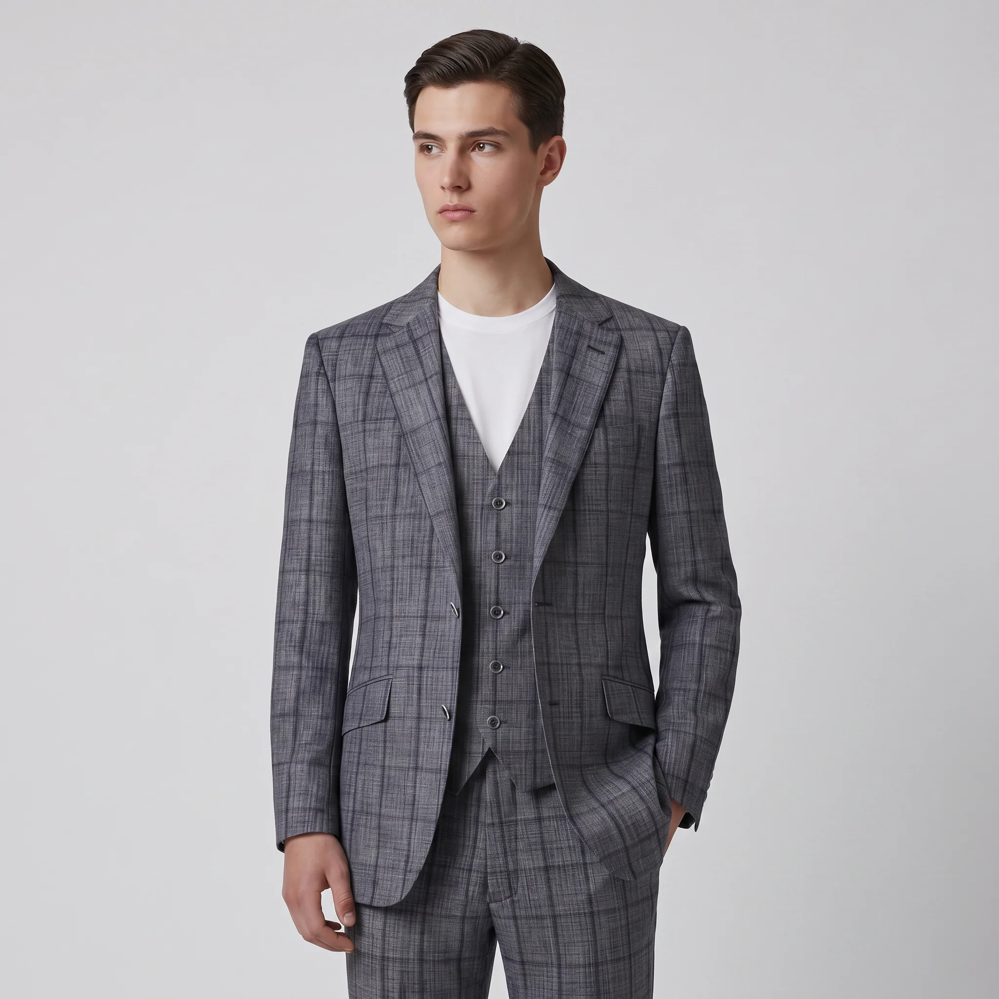 Joseph Michael Botura Men's Cobalt Modern Fit 3-Piece Plaid Suit - Image 2