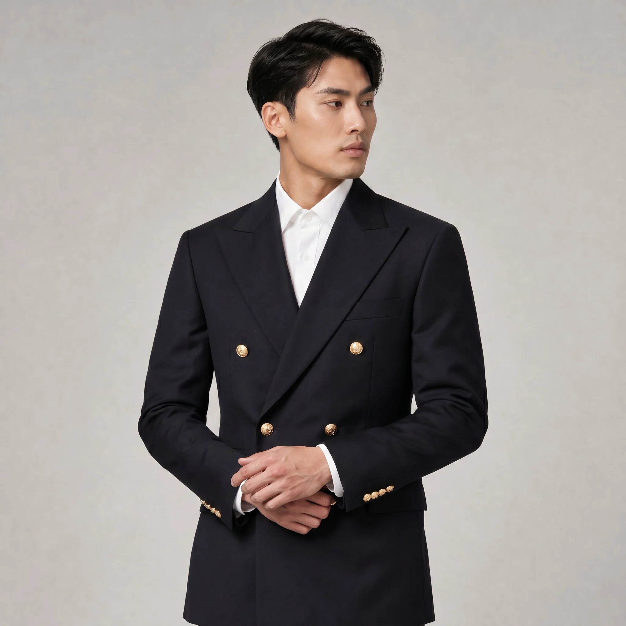 Joseph Michael Black Modern Fit Double Breasted Blazer — Gold Buttons - Image 3