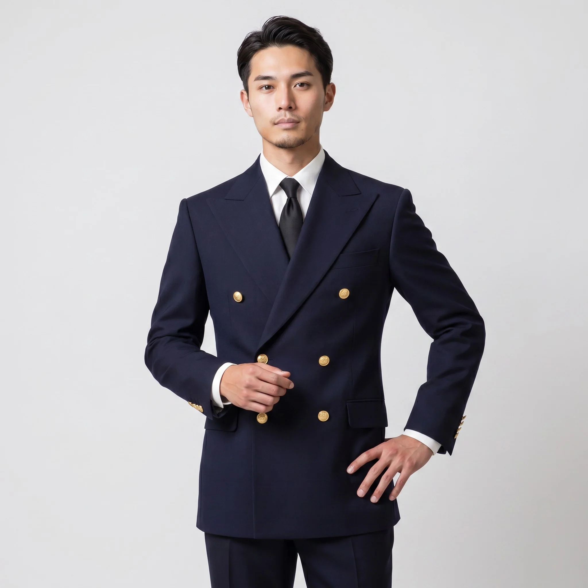 Joseph Michael Navy Modern Fit Double Breasted Blazer — Gold Buttons - Image 3