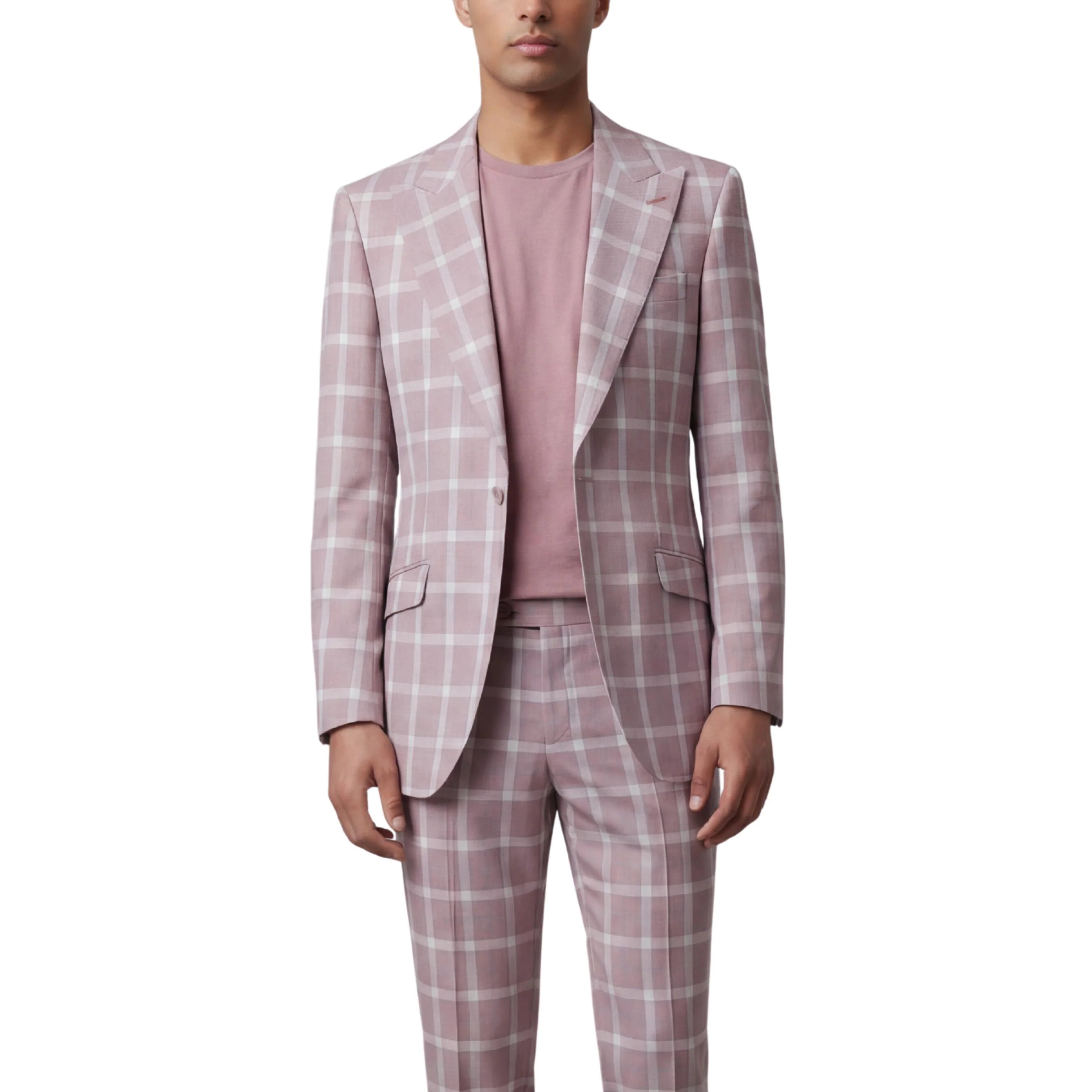 Pino Baldini Diego Men's Mauve 3-Piece Plaid Suit - Image 5