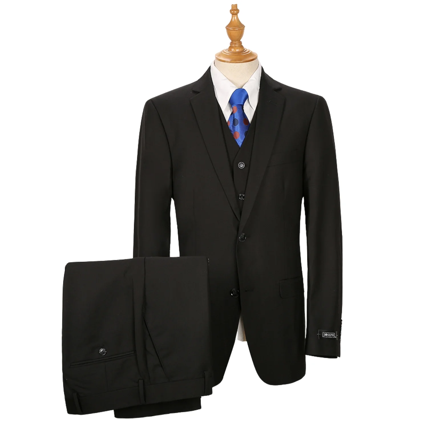 Joseph Michael Men's Black 3-Piece Slim Fit Vested Sharkskin Suit — Notch Lapel - Image 5