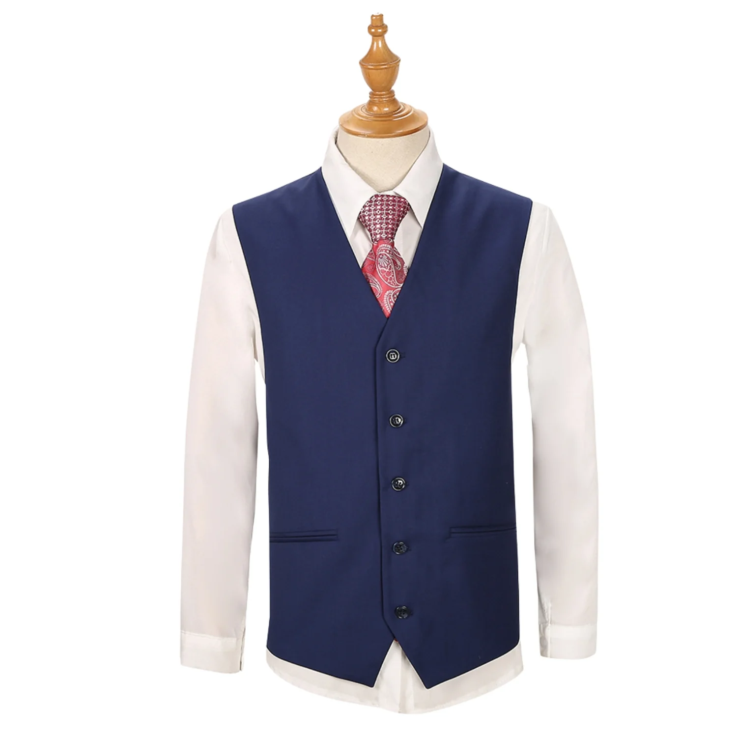 Joseph Michael Men's Ink Blue 3-Piece Slim Fit Vested Sharkskin Suit — Notch Lapel - Image 3