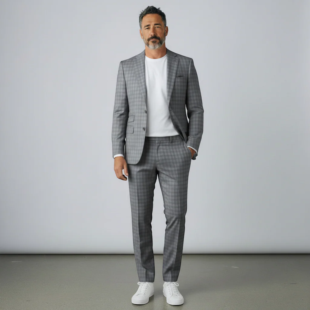 Stacy Adams Men's Light Grey 2-Piece Modern Fit Suit — Notch Lapel - Image 4