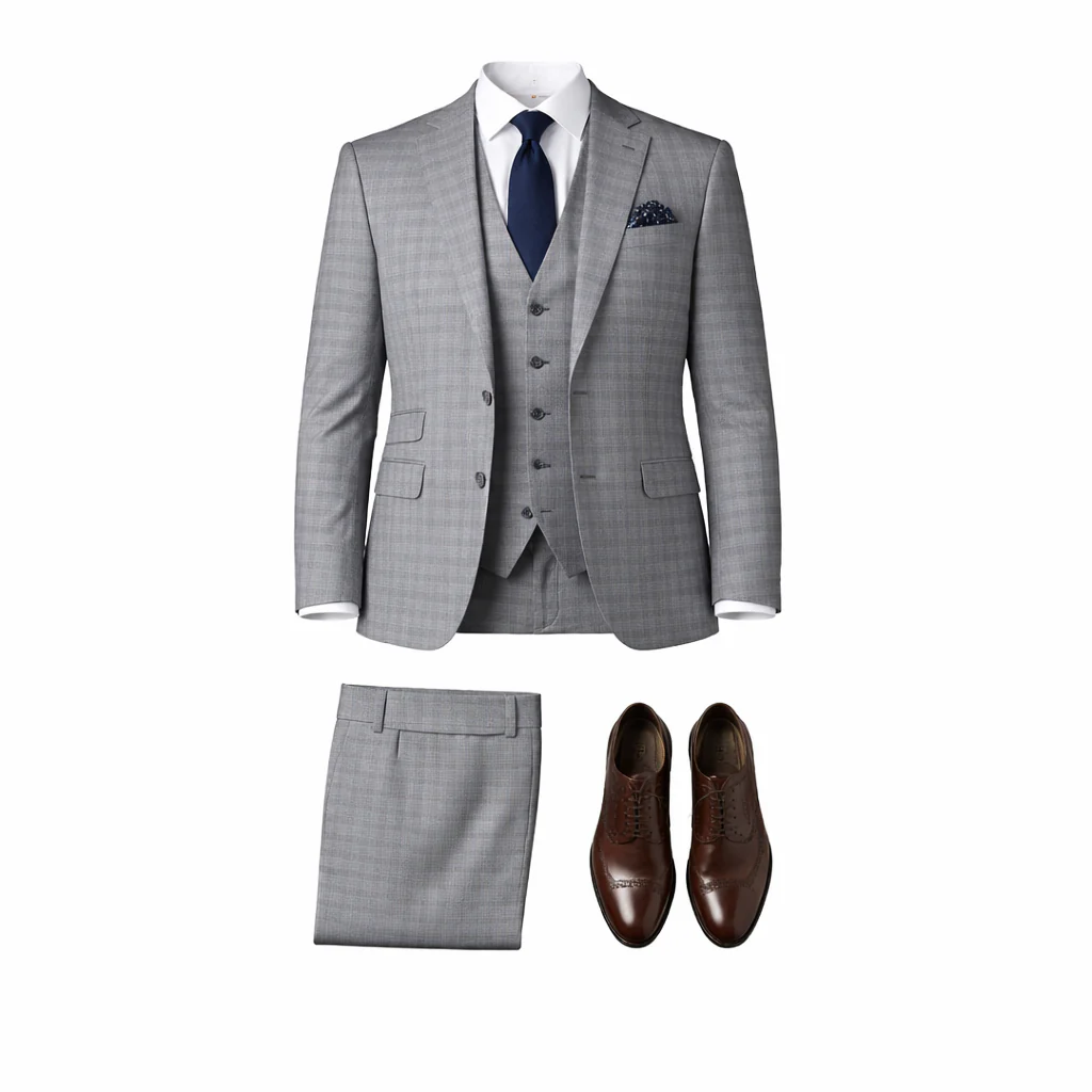 Stacy Adams Men's Light Grey 2-Piece Modern Fit Suit — Notch Lapel - Image 5