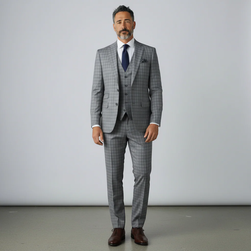 Stacy Adams Men's Light Grey 2-Piece Modern Fit Suit — Notch Lapel - Image 6