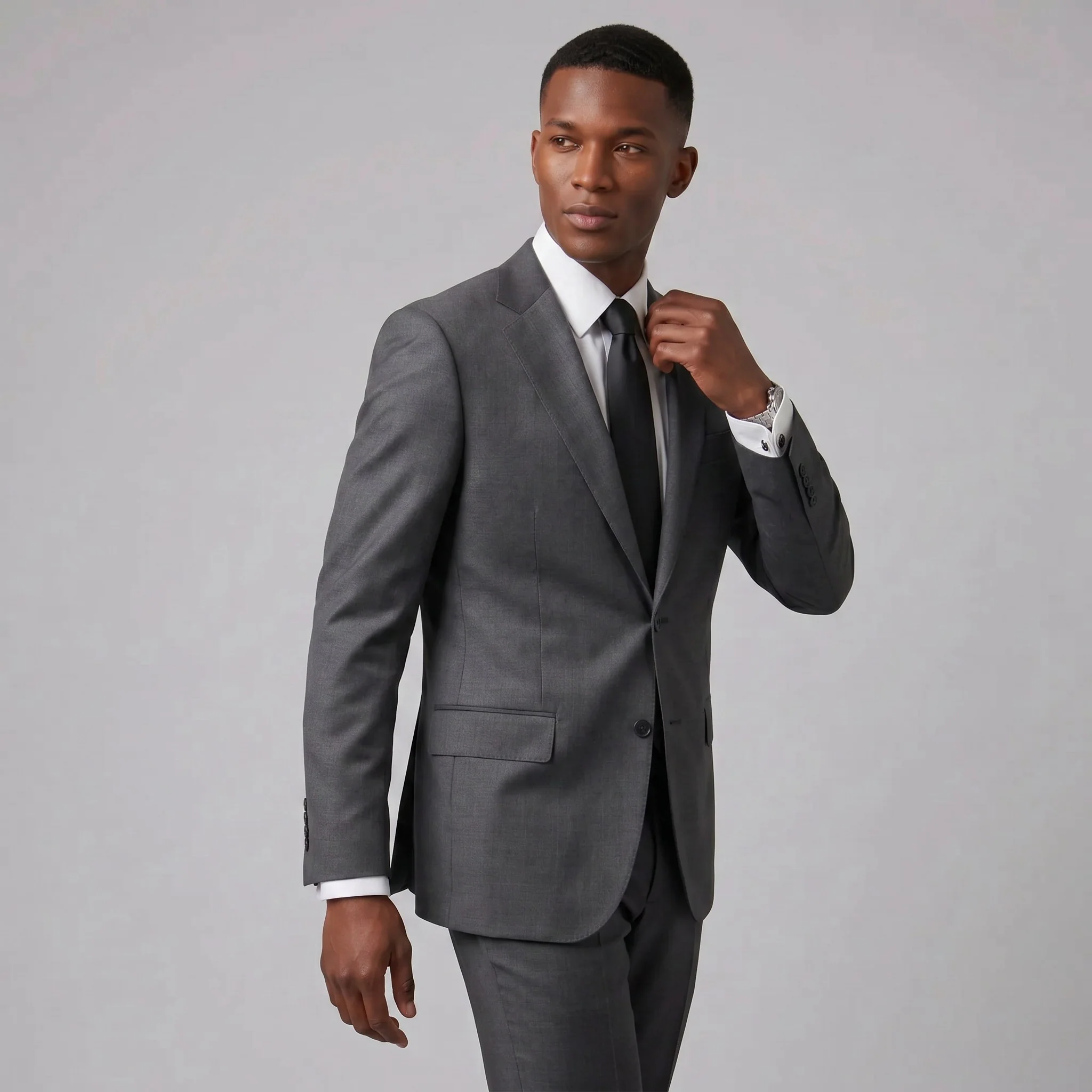 Joseph Michael Men's Charcoal Modern Fit Sharkskin Suit — Notch Lapel - Image 3