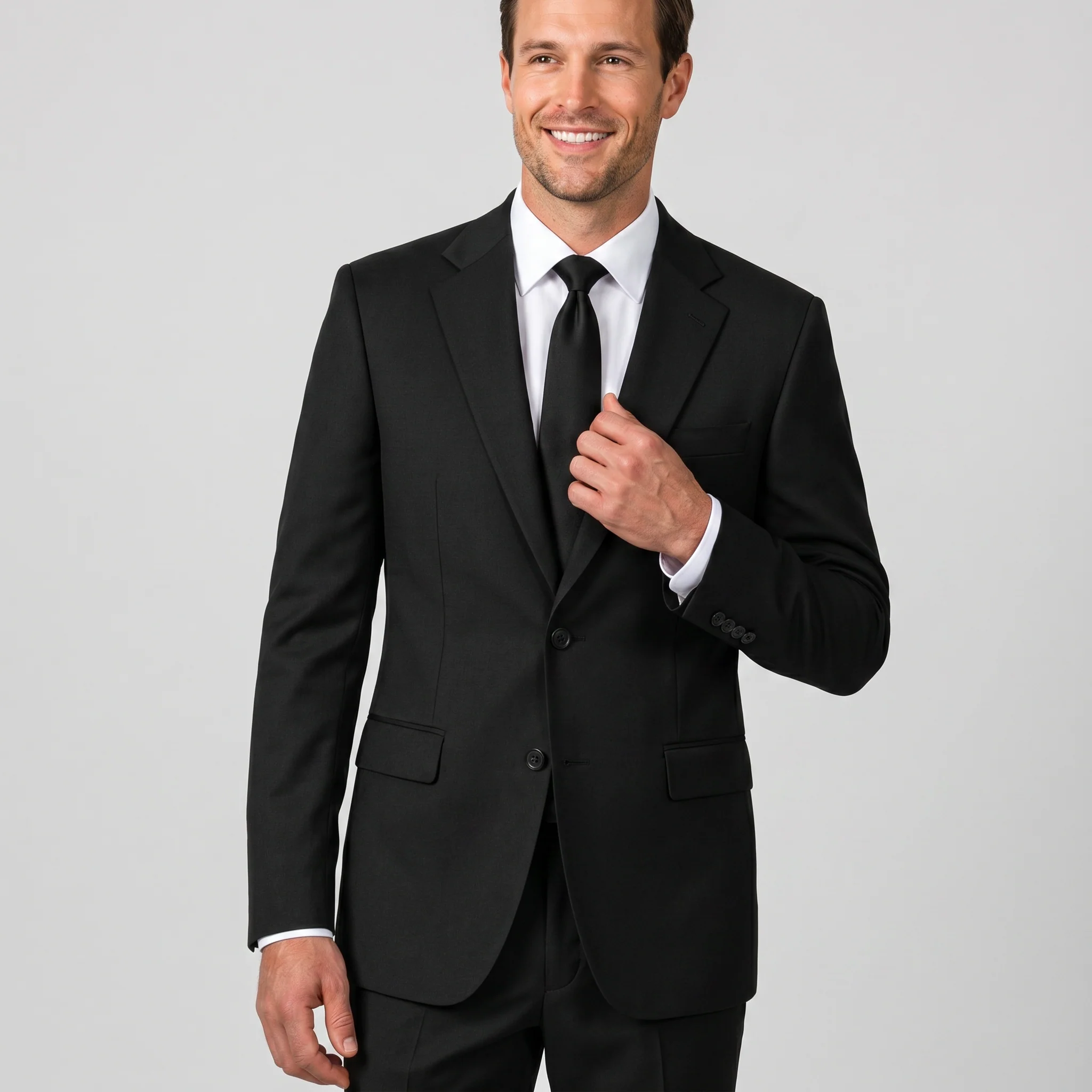 Joseph Michael Men's Black Modern Fit Sharkskin Suit — Notch Lapel - Image 2