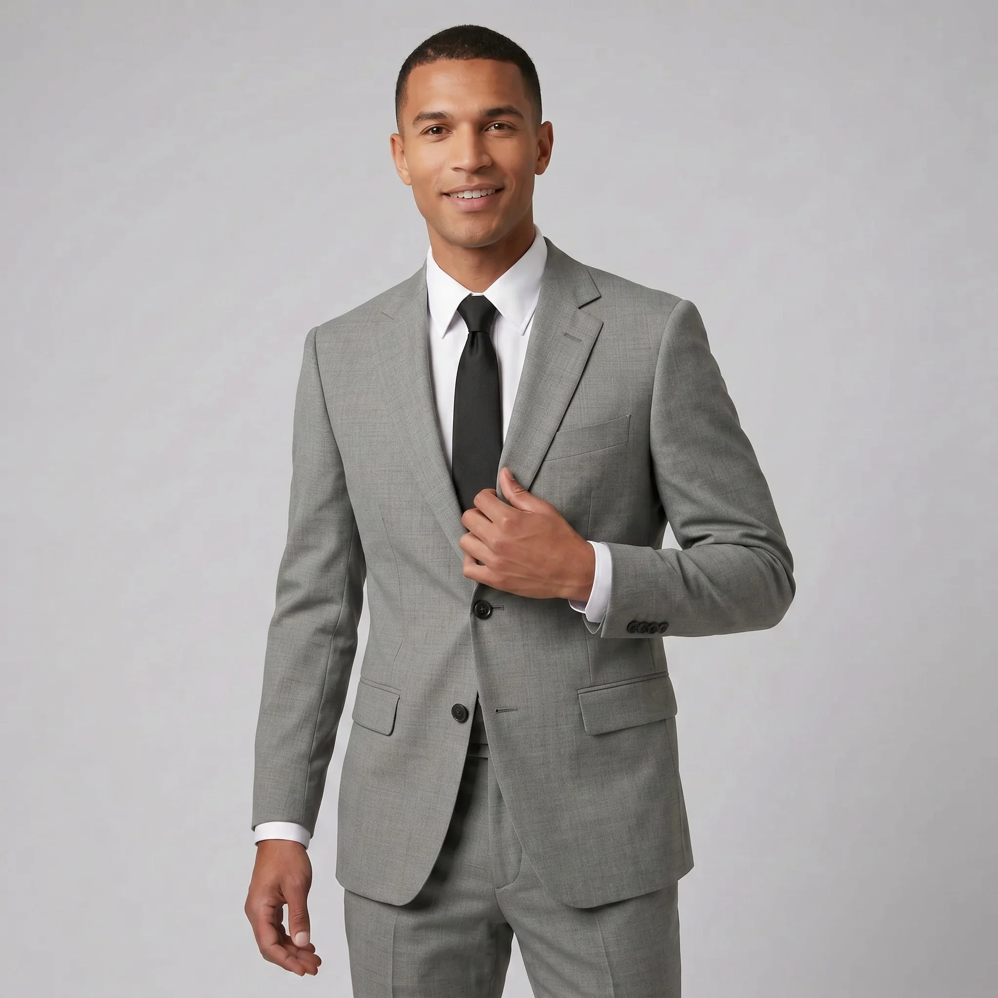 Joseph Michael Men's Stone Modern Fit Sharkskin Suit — Notch Lapel - Image 3