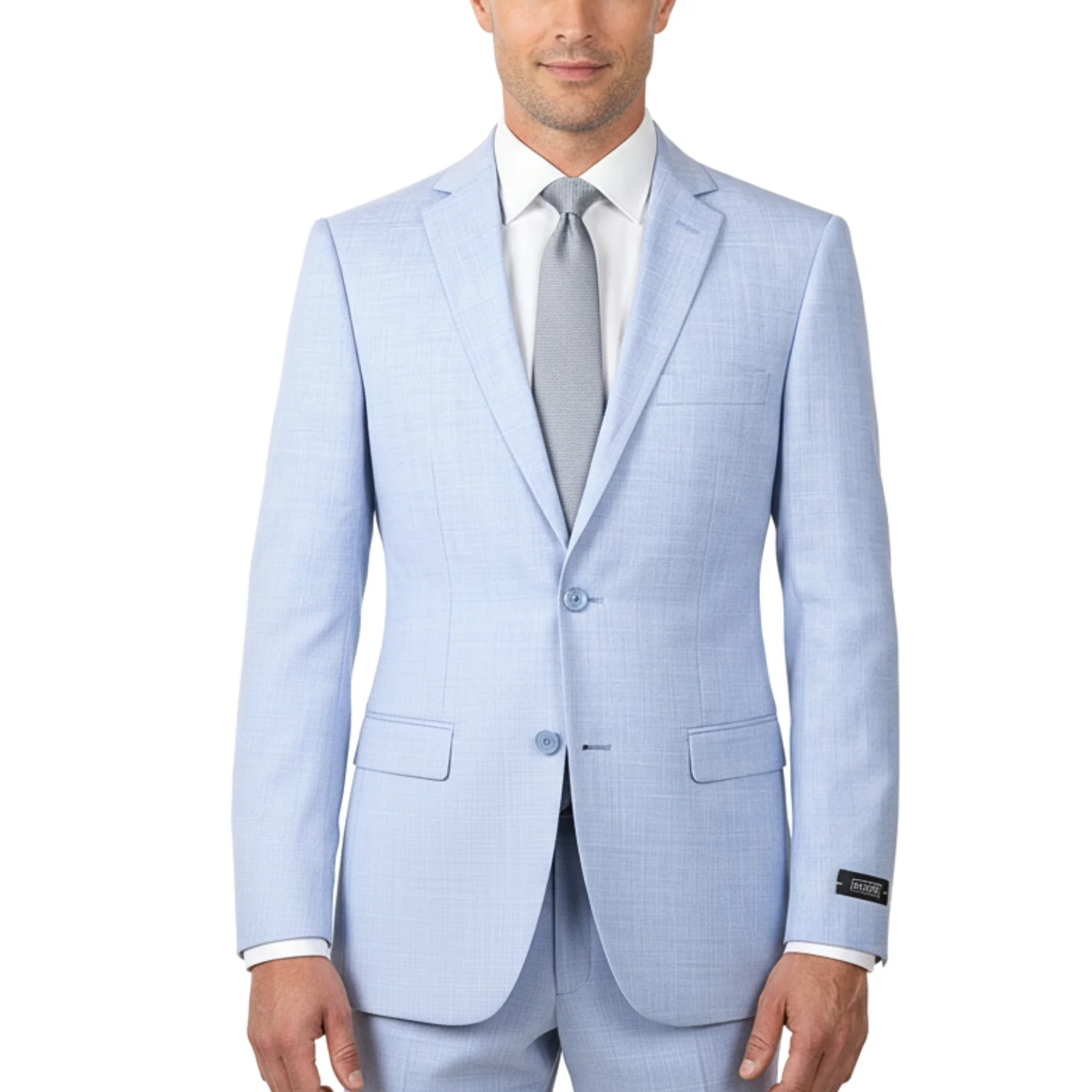 Joseph Michael Men's Sky Blue 2-Piece Modern Fit Sharkskin Suit — Notch Lapel - Image 3
