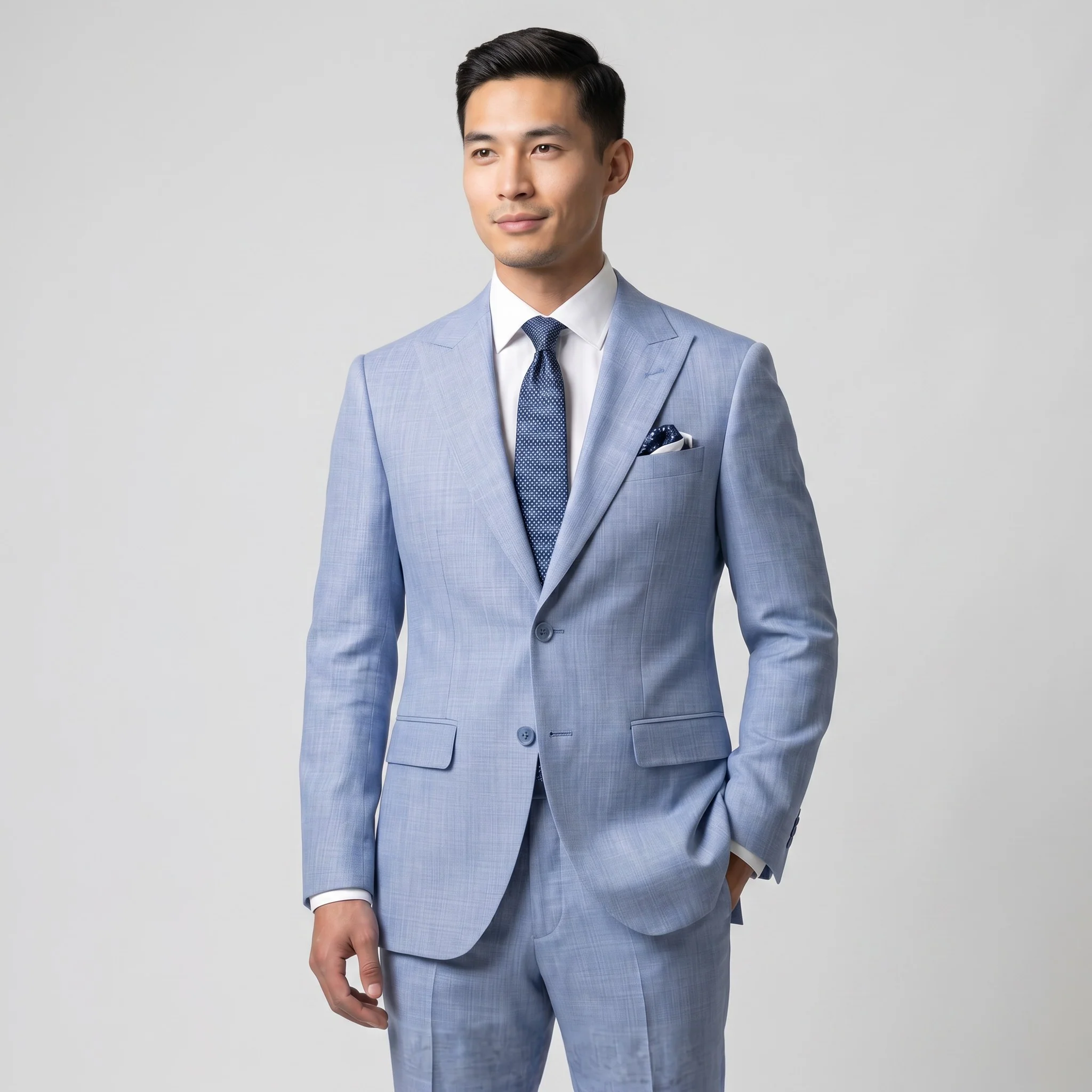 Joseph Michael Men's 2-Piece Slim Fit Sharkskin Suit — Peak Lapel - Image 5