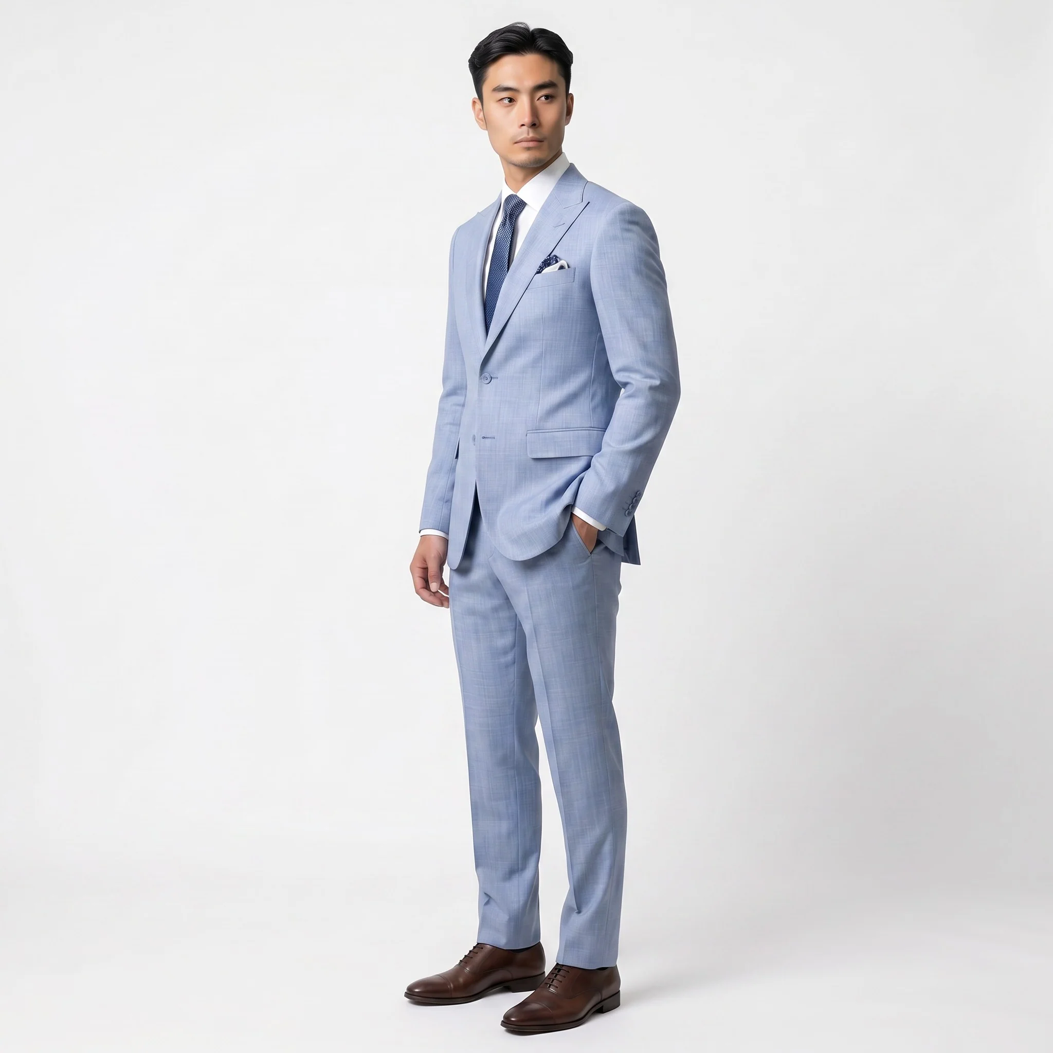 Joseph Michael Men's 2-Piece Slim Fit Sharkskin Suit — Peak Lapel - Image 7