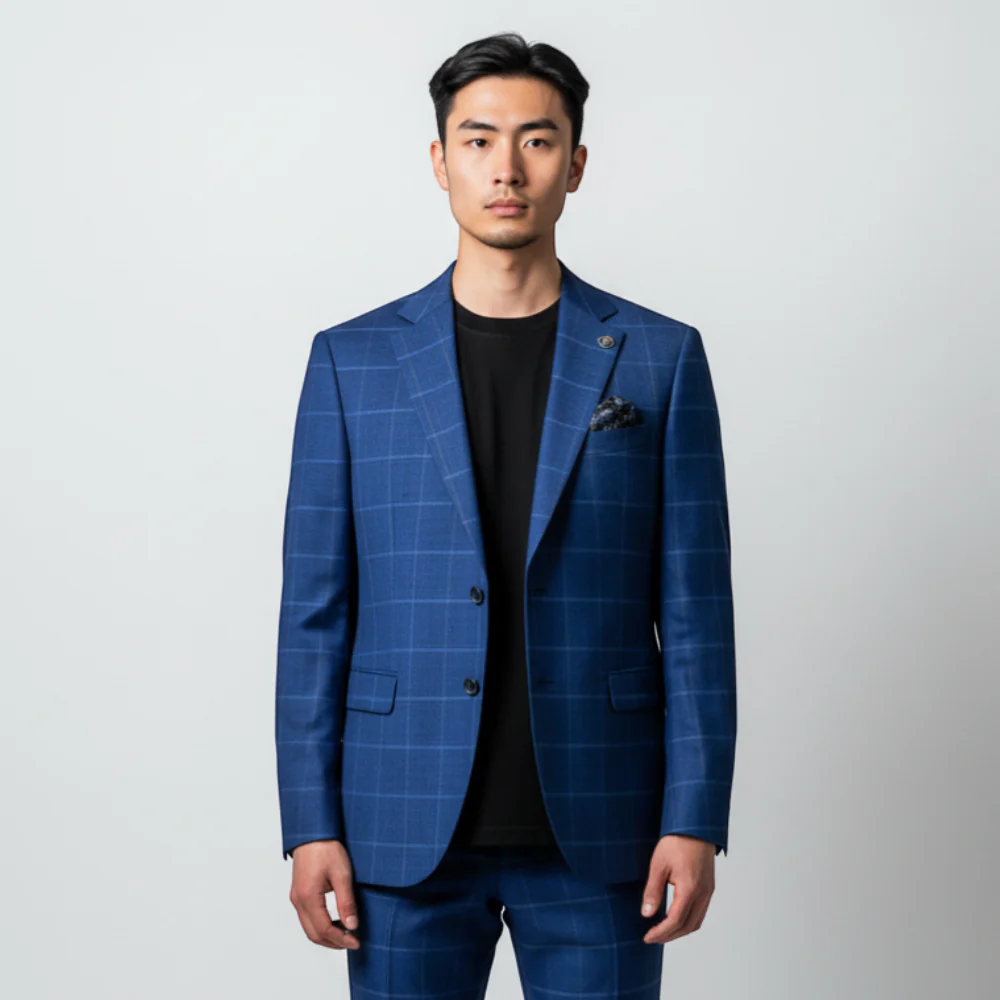 Stacy Adams Men's Blue 2-Piece Modern Fit Suit — Notch Lapel - Image 3
