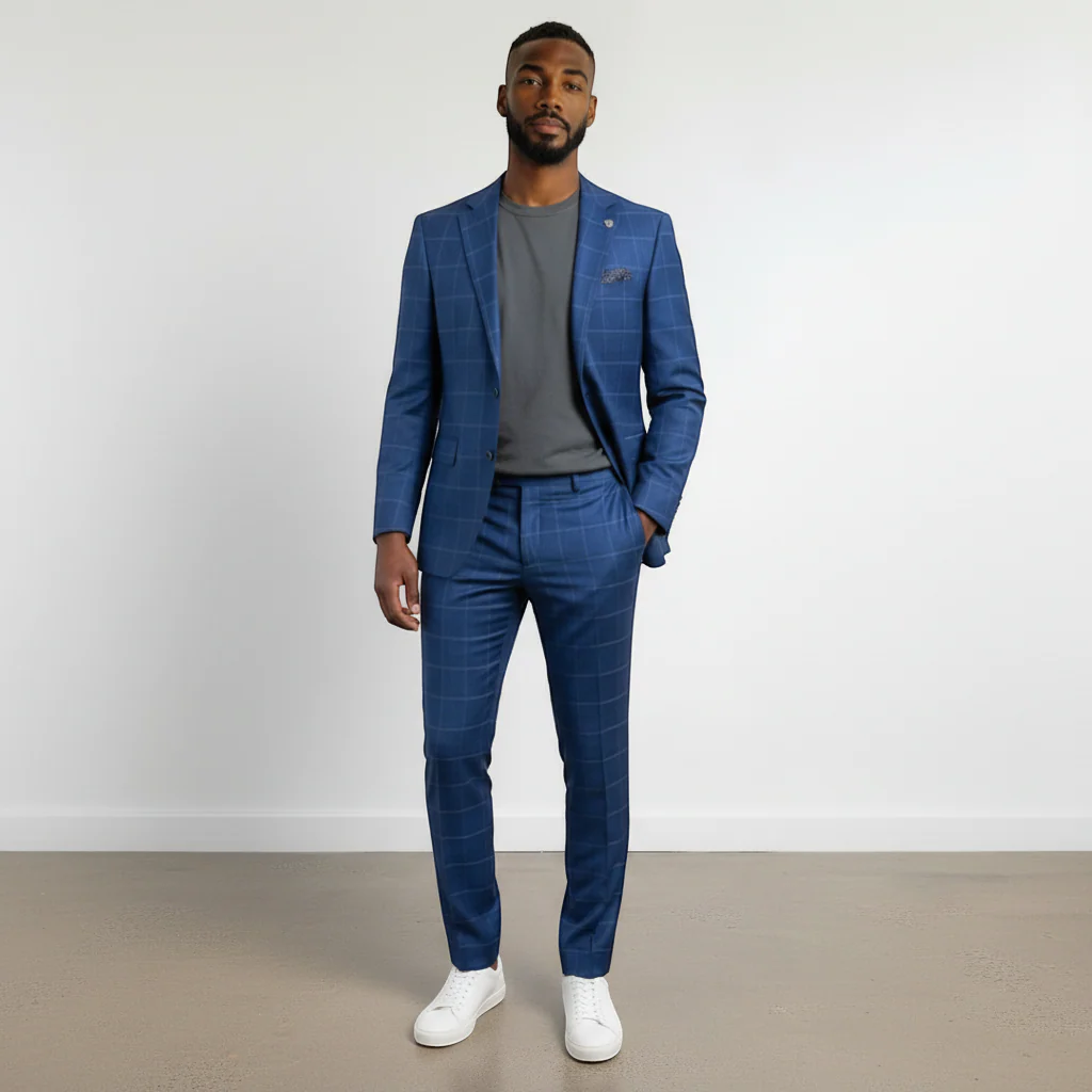 Stacy Adams Men's Blue 2-Piece Modern Fit Suit — Notch Lapel - Image 5