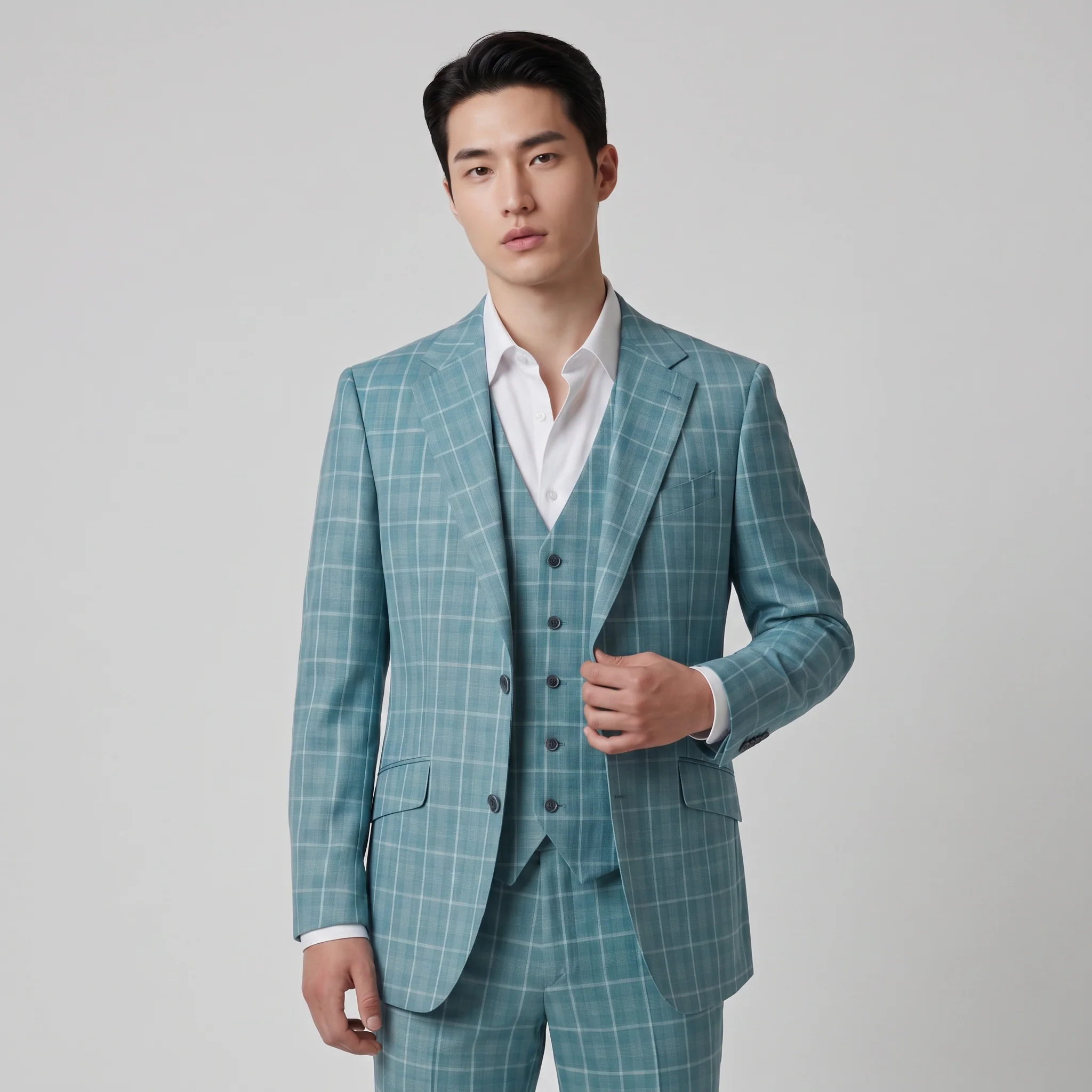 Joseph Michael Modena Men's Jade Modern Fit 3-Piece Plaid Suit - Image 2