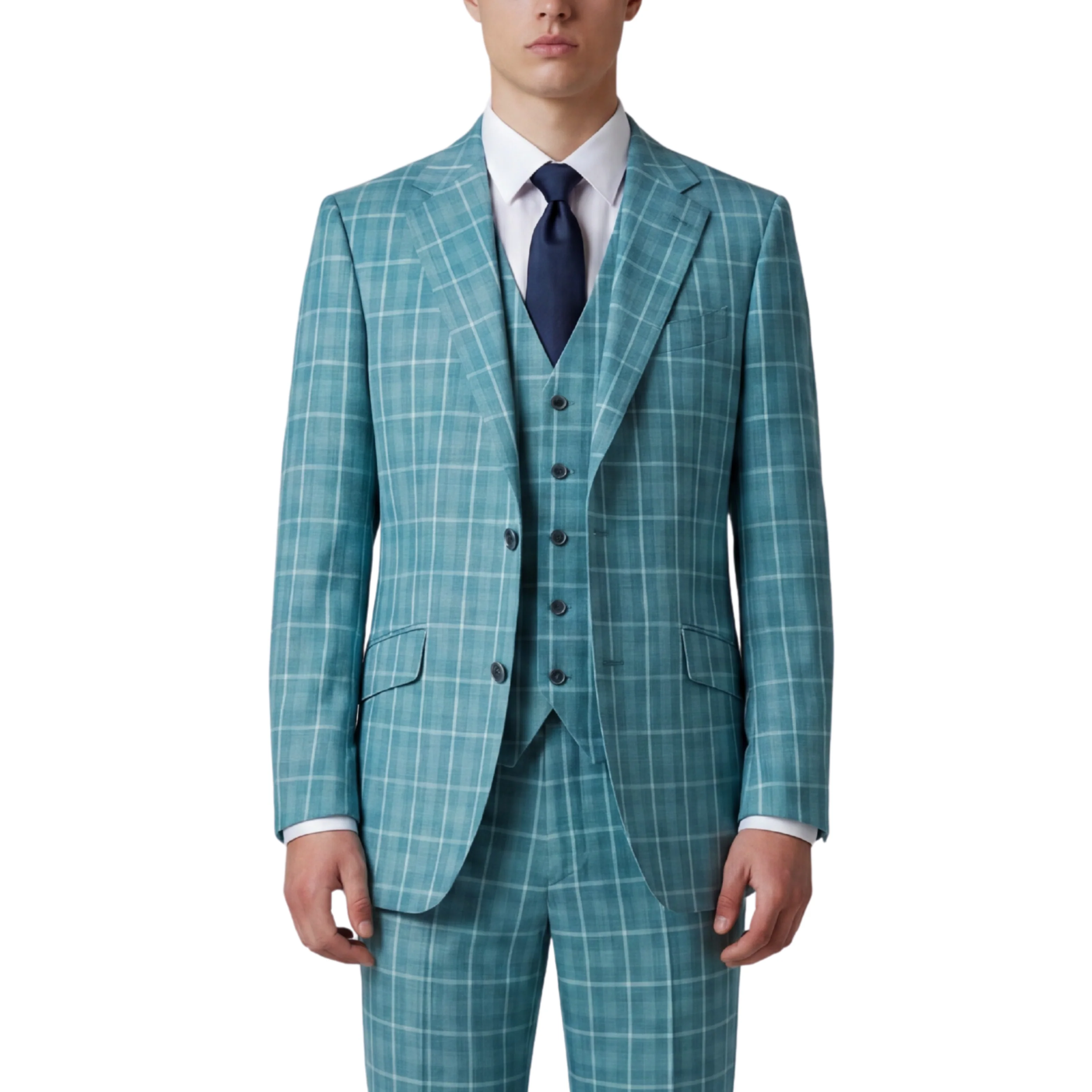 Joseph Michael Modena Men's Jade Modern Fit 3-Piece Plaid Suit - Image 3