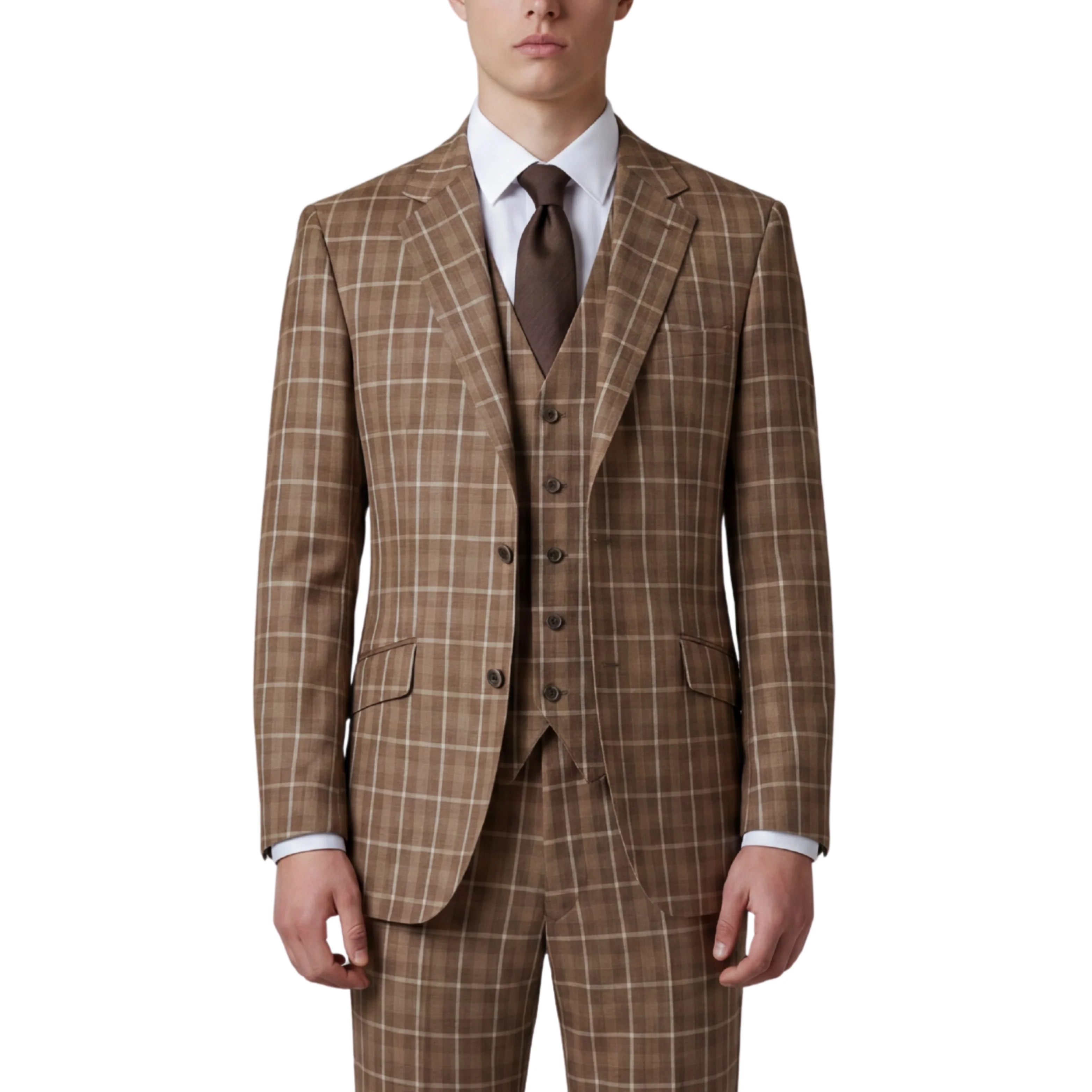 Joseph Michael Modena Men's Copper Modern Fit 3-Piece Plaid Suit - Image 3