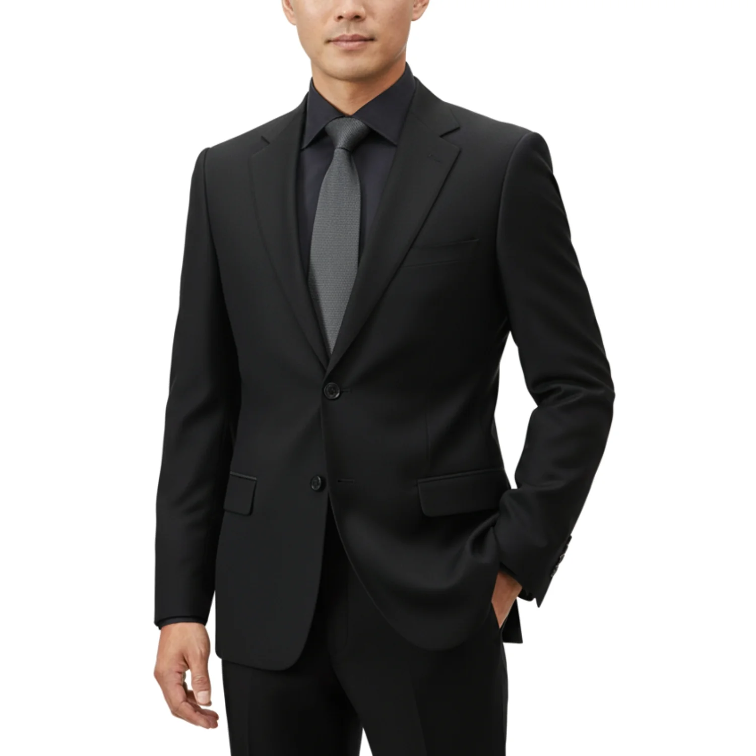 Tiglio Men's Black 100% Wool 2-Piece Modern Fit Suit — Notch Lapel - Image 3